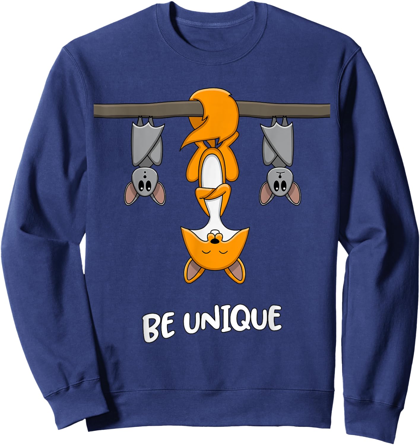 Fox Bat Animal Quote Be Unique Motivational Sweatshirt - Sweatshirt | Navy