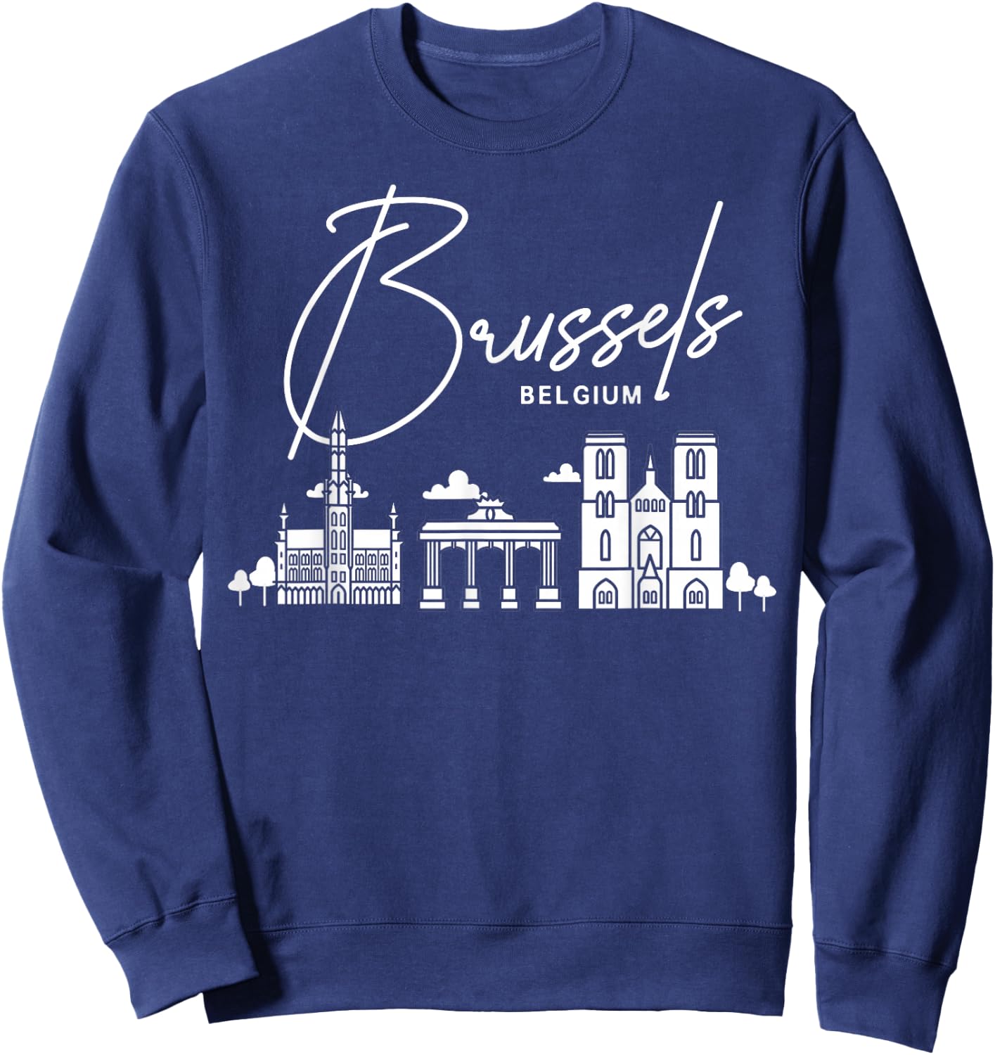 Brussels Belgium City Skyline Map Travel Sweatshirt - Sweatshirt | Navy