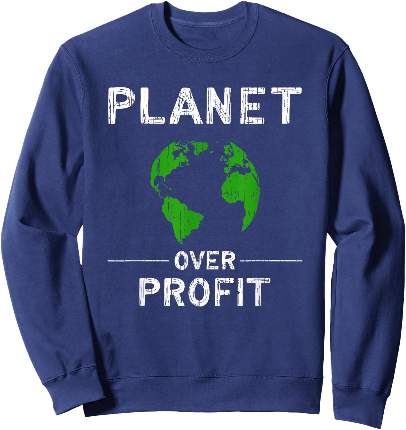 Green Environmental Art and Ecology Planet Awareness Sweatshirt - Sweatshirt | Navy
