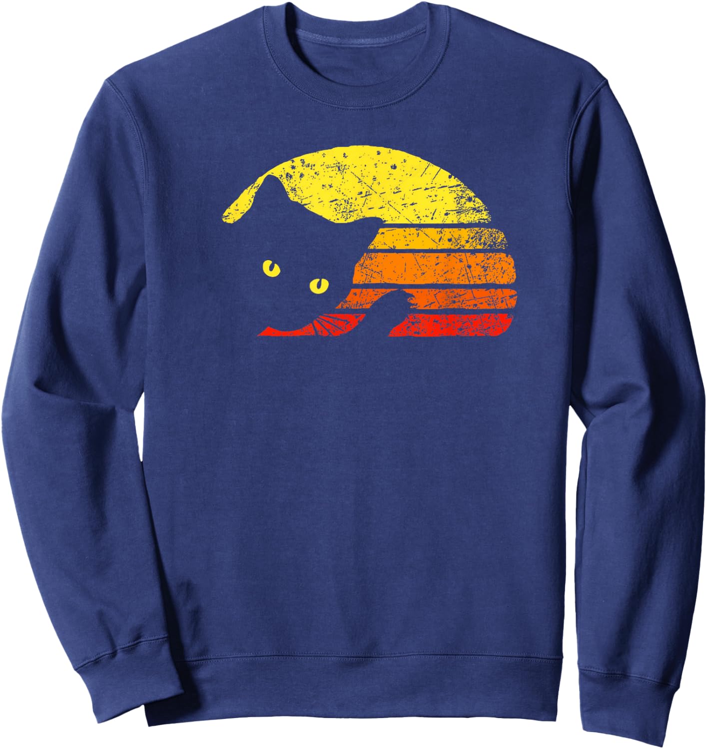 Vintage Cat Lover Sunset Retro Style Cats Sweatshirt - Sweatshirt | Navy