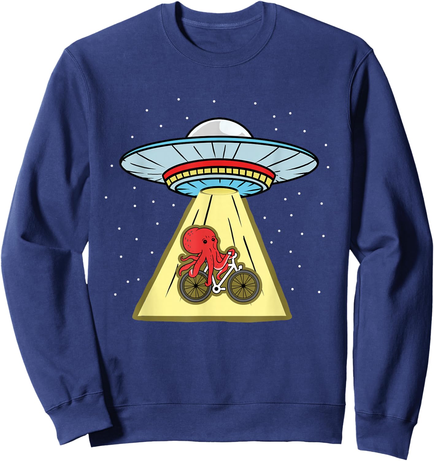Octopus Riding Bike Ufo Abduction Sweatshirt - Sweatshirt | Navy