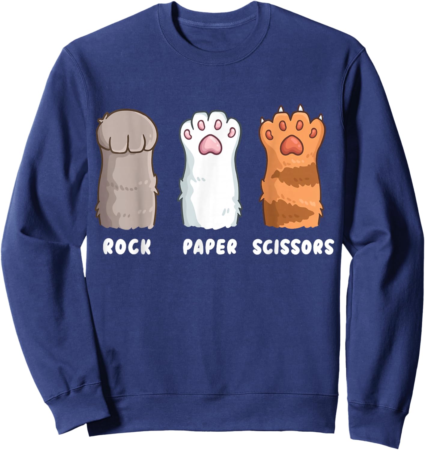 Cat Lover Cat Owner Funny Cat Rock Paper Scissors Sweatshirt - Sweatshirt | Navy