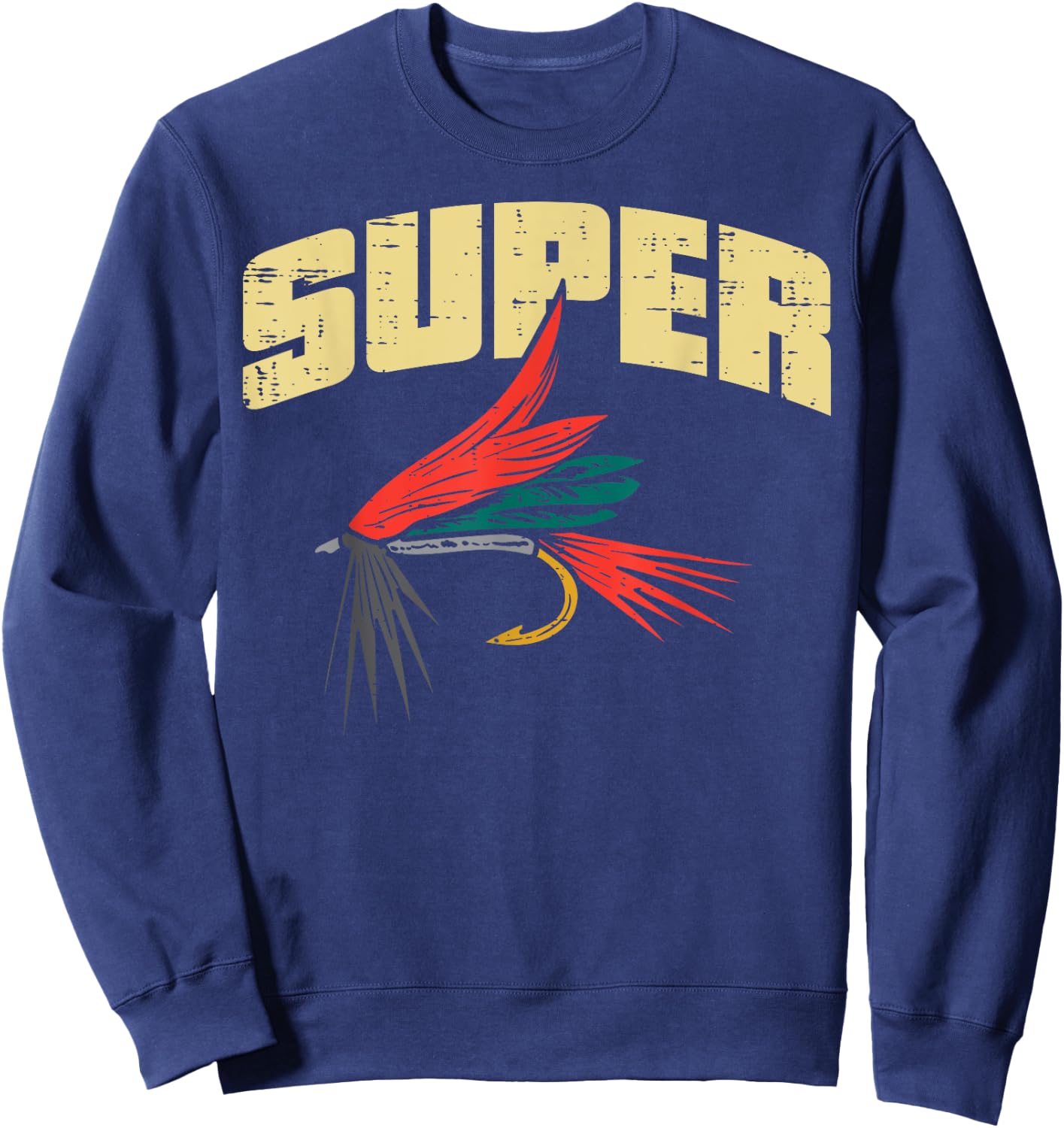 Super Fly Fishing Cool Fish Angler Fisher Fisherman Men Dad Sweatshirt - Sweatshirt | Navy
