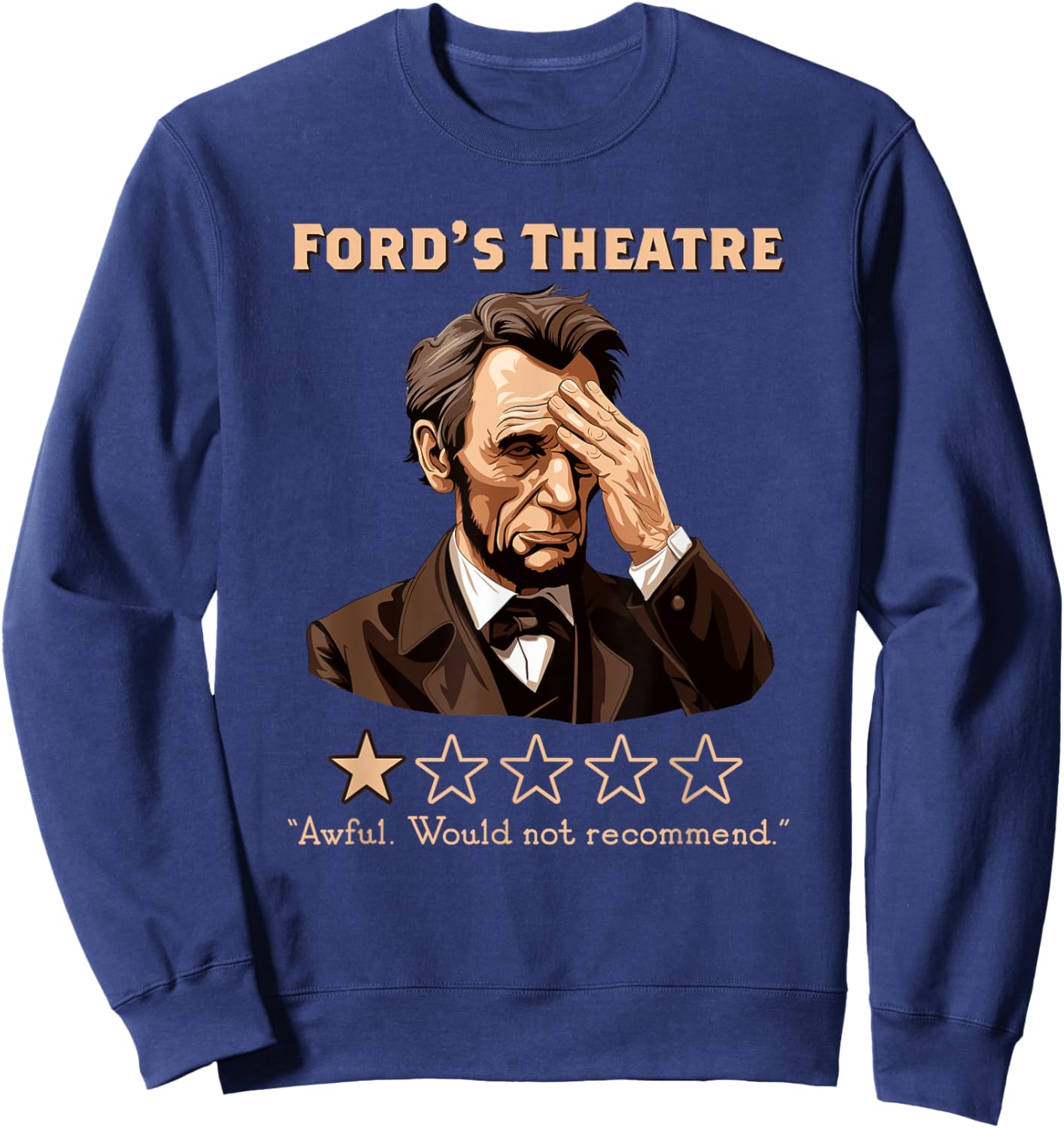 Presto Abraham Lincoln Ford Theater Funny , Men's Grey Classic Fit Short Sleeve , Small Sweatshirt - Sweatshirt | Navy