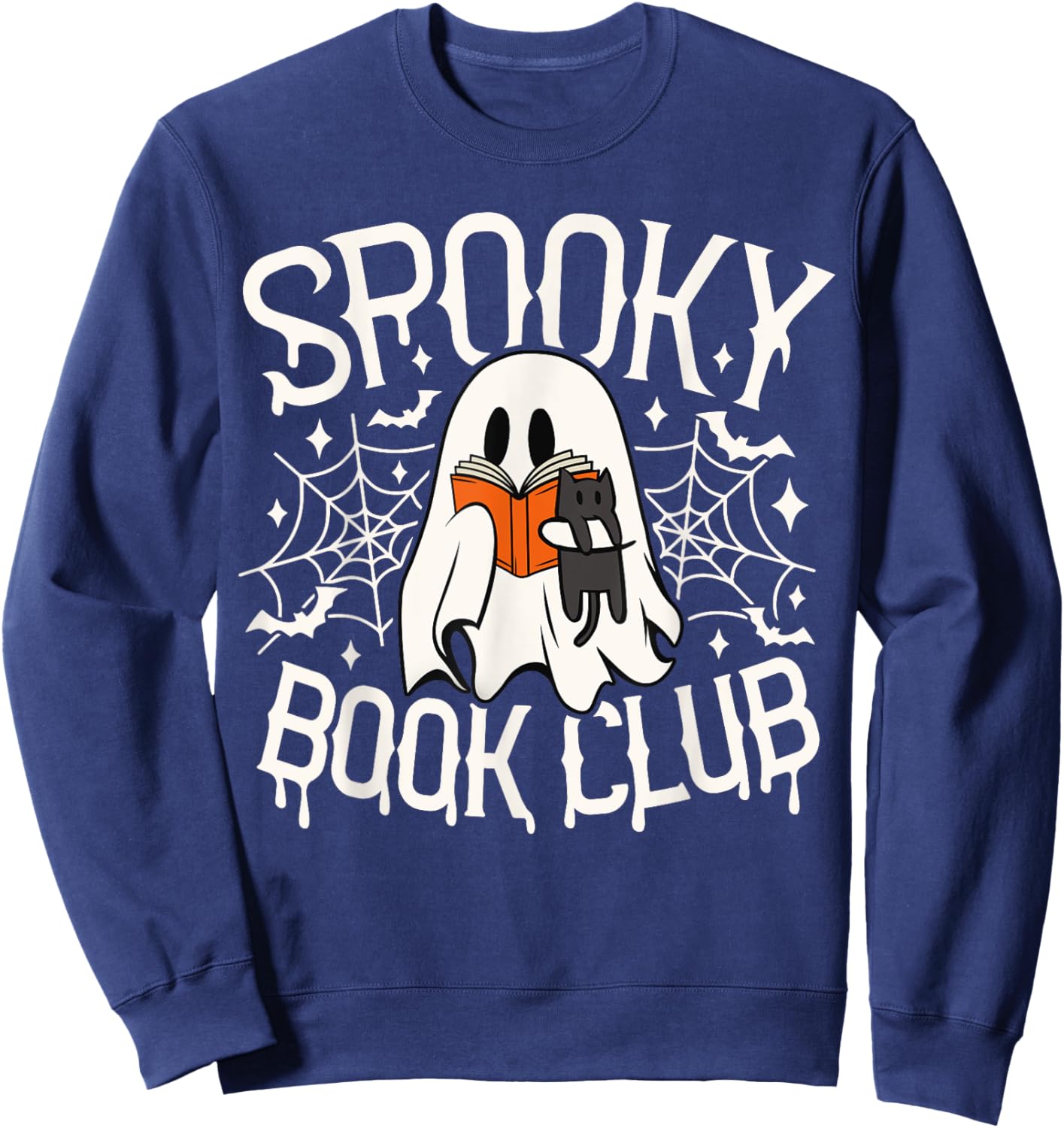 Spooky Book Club Cute Ghost Reading Book Halloween Costume Sweatshirt - Sweatshirt | Navy