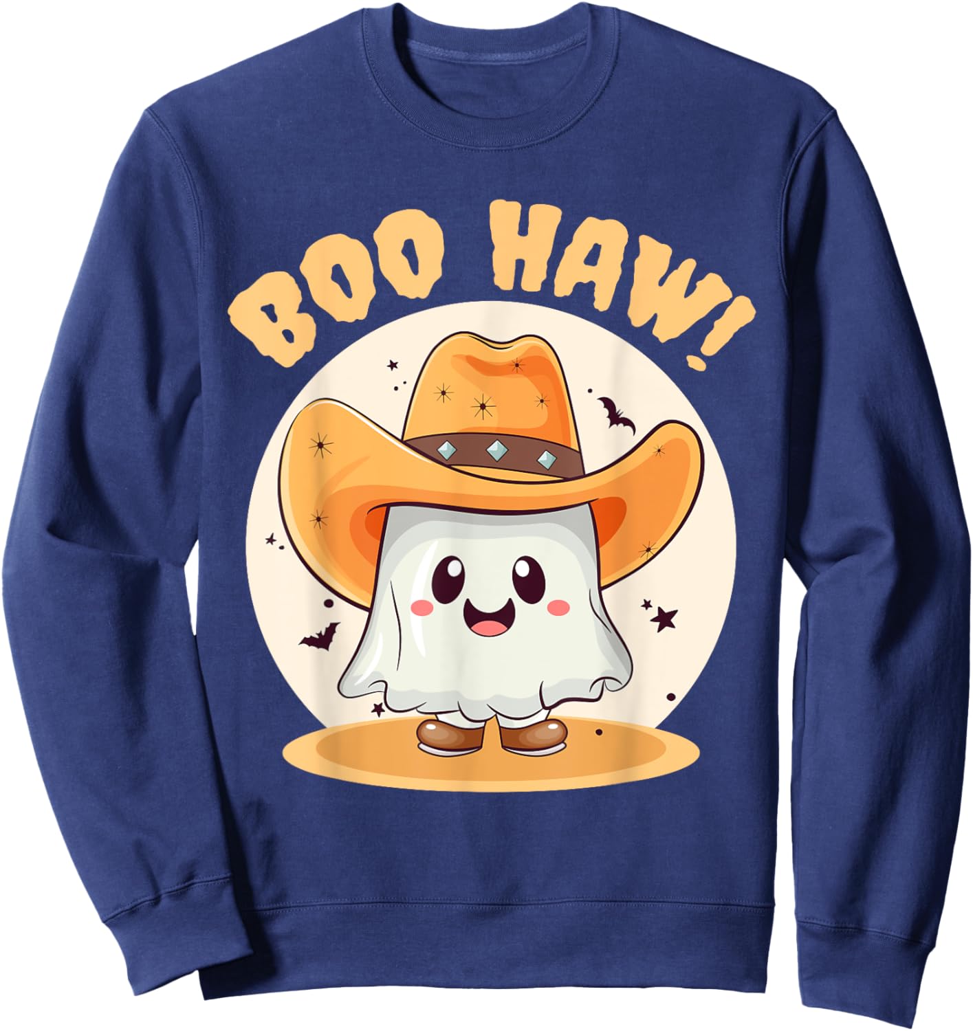 Boo Haw Funny Halloween Western Cowboy Ghost Men Women Kids Sweatshirt - Sweatshirt | Navy