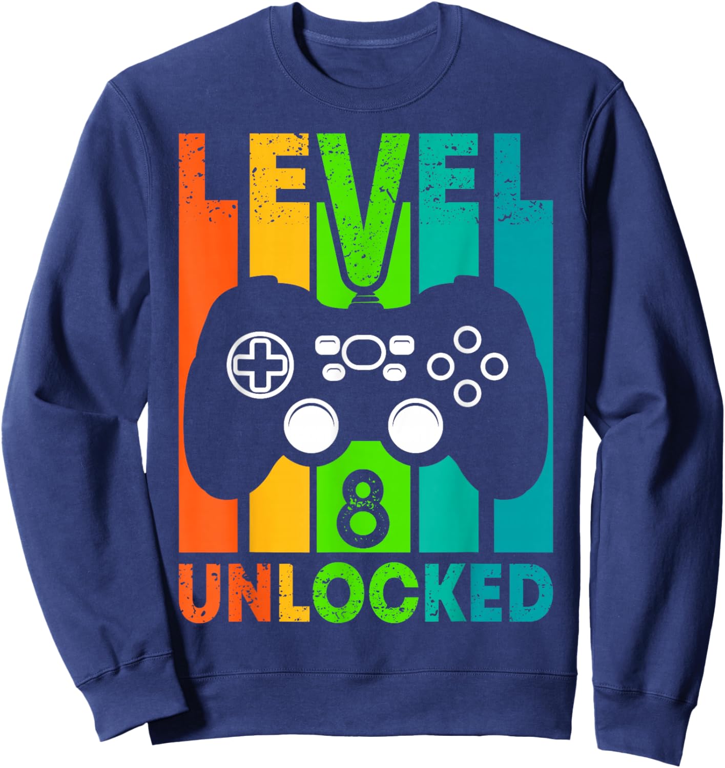8th Birthday Gamer Boy or Gamer Girl - Level 8 Unlocked Sweatshirt - Sweatshirt | Navy