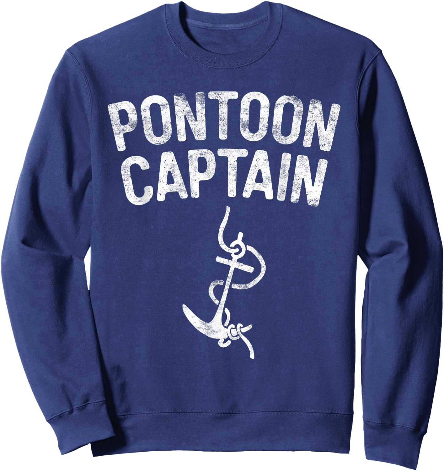 Pontoon Captain Shirt Men Women Anchor Boat Captain Skipper Sweatshirt - Sweatshirt | Navy