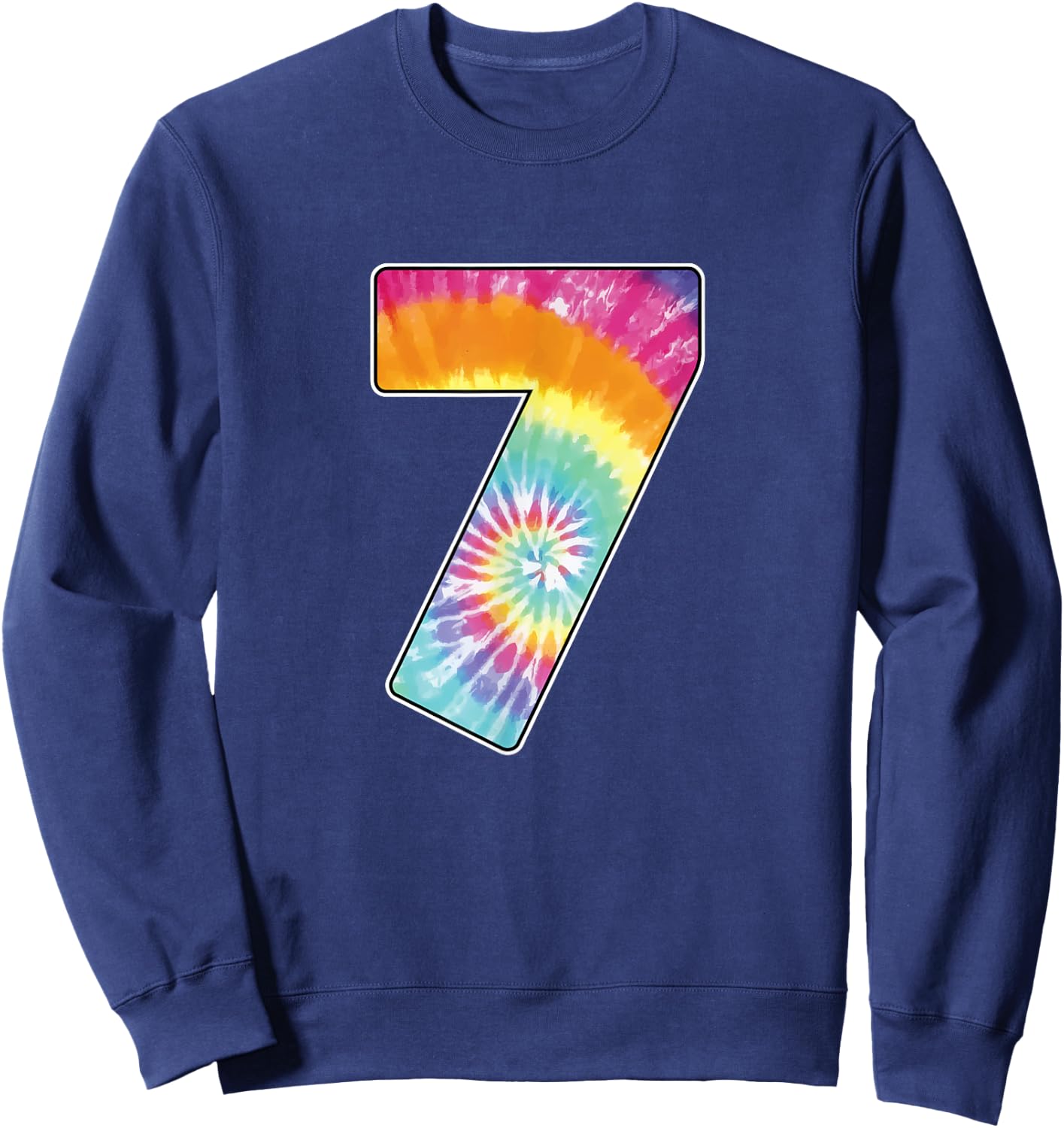 Number 7 Team Event Shirt or Age 7 Birthday Tie Dye Gift Sweatshirt - Sweatshirt | Navy