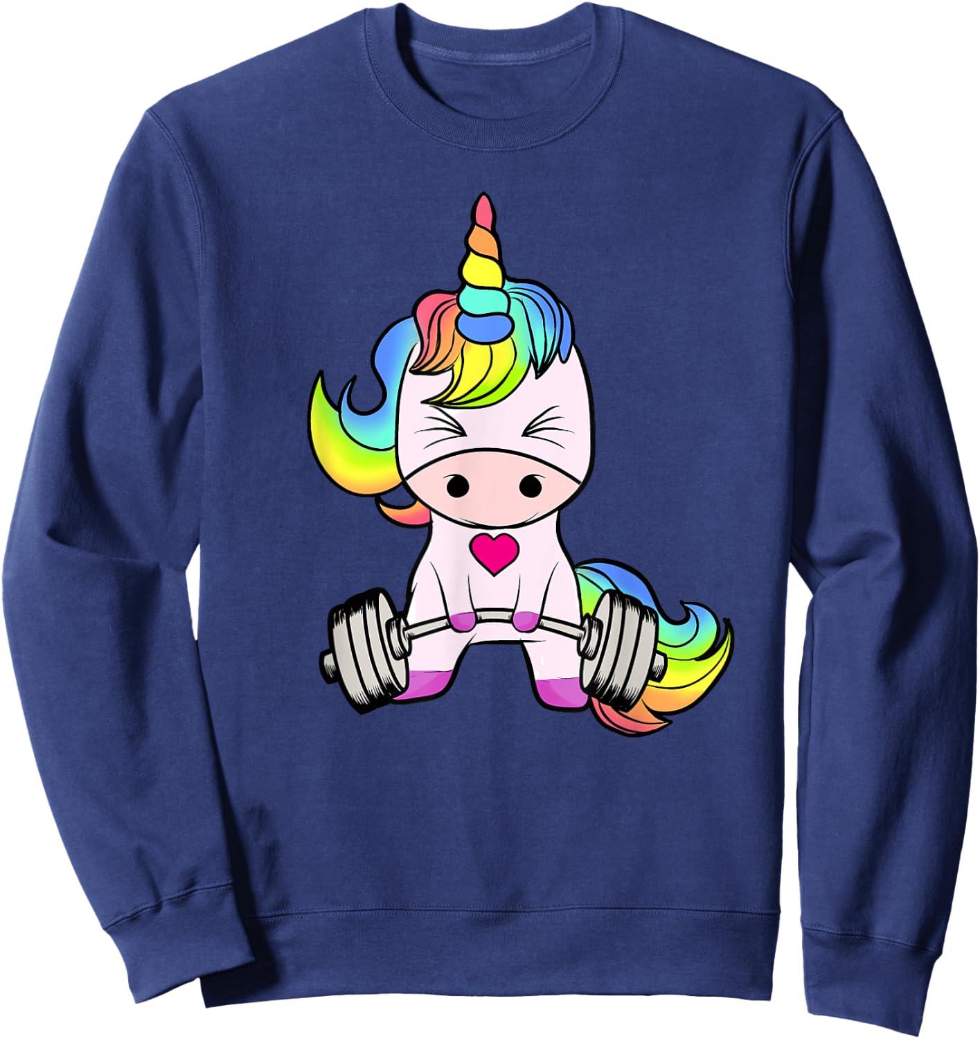 Unicorn Gym , Unicorn Weightlifting Shirt Sweatshirt - Sweatshirt | Navy