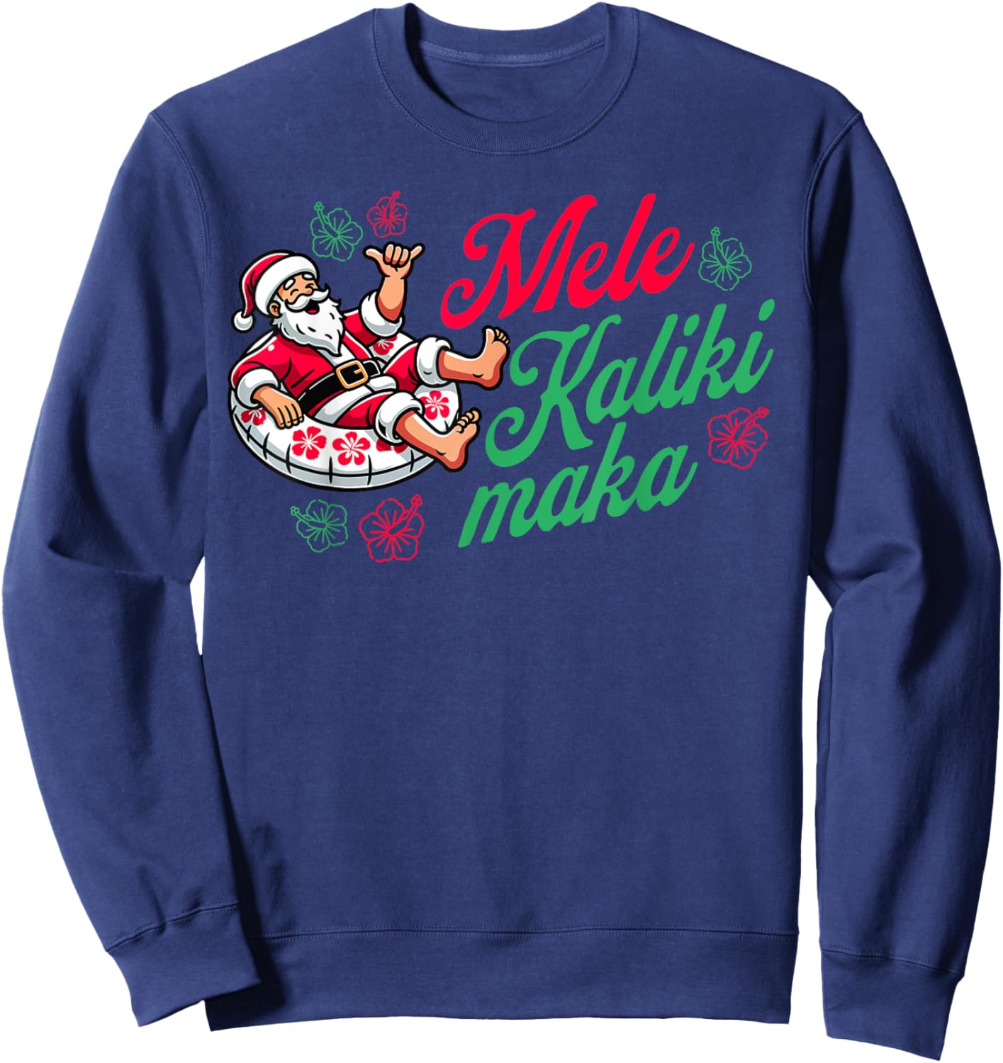Mele Kalikimaka Tropical Vacation Hawaii Hawaiian Christmas Sweatshirt - Sweatshirt | Navy