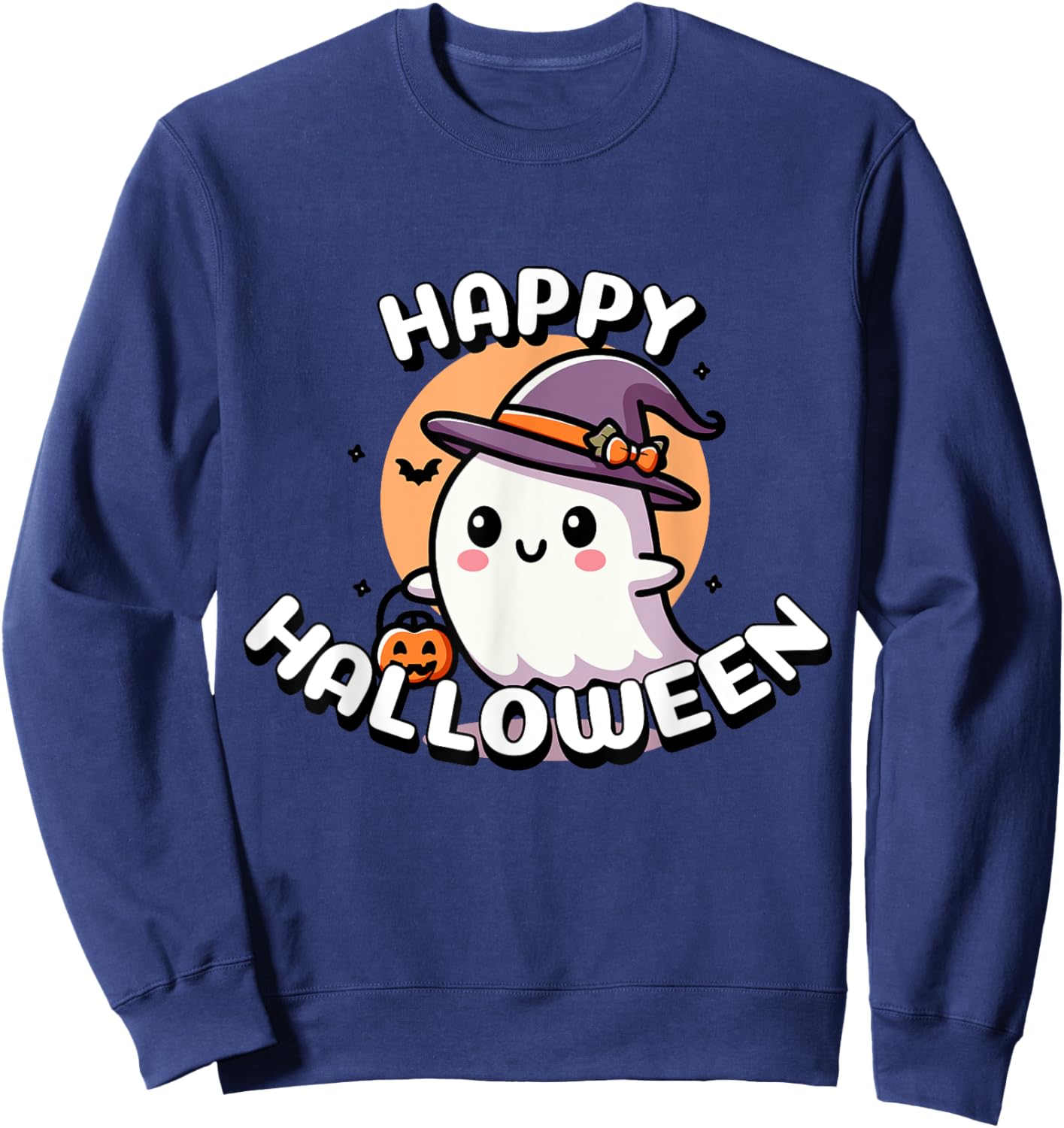 Cute Halloween Ghost for Boys and Girls , Black, S Sweatshirt - Sweatshirt | Navy
