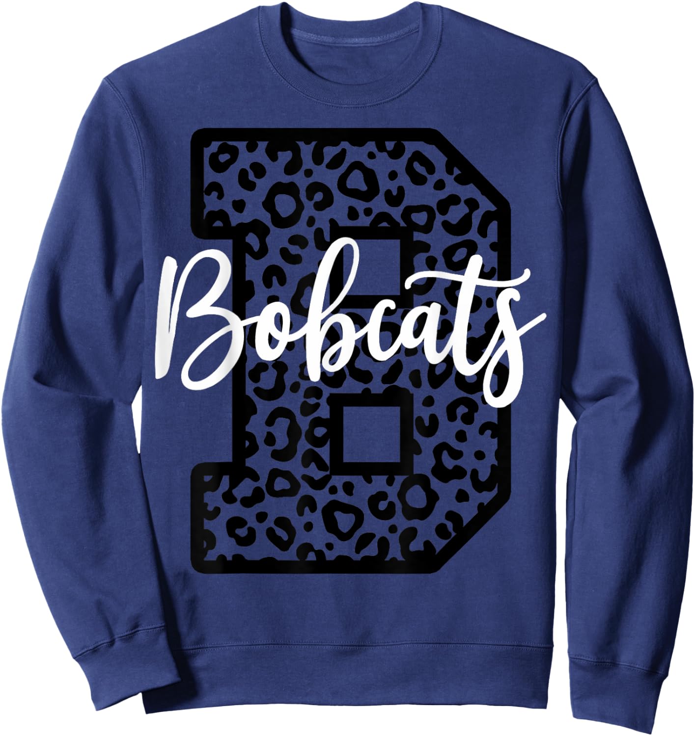 Bobcats School Spirit Leopard Sport Fan Game Day Sweatshirt - Sweatshirt | Navy