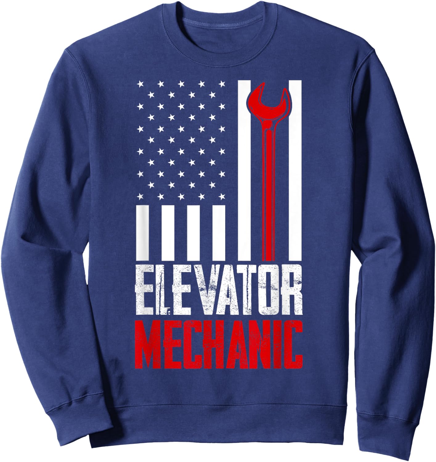 Elevator Mechanic American Flag Gift Elevator Technician Sweatshirt - Sweatshirt | Navy