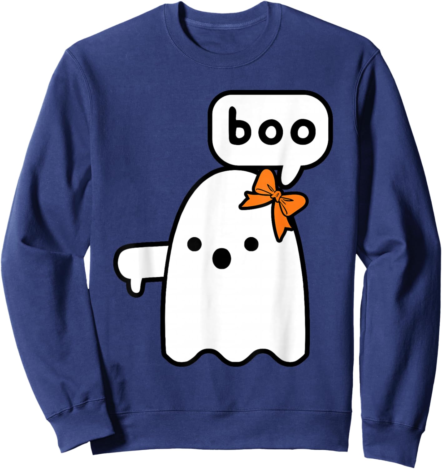 Thumbs Down Ghost Screaming Boo Ghost halloween Girls Sweatshirt - Sweatshirt | Navy