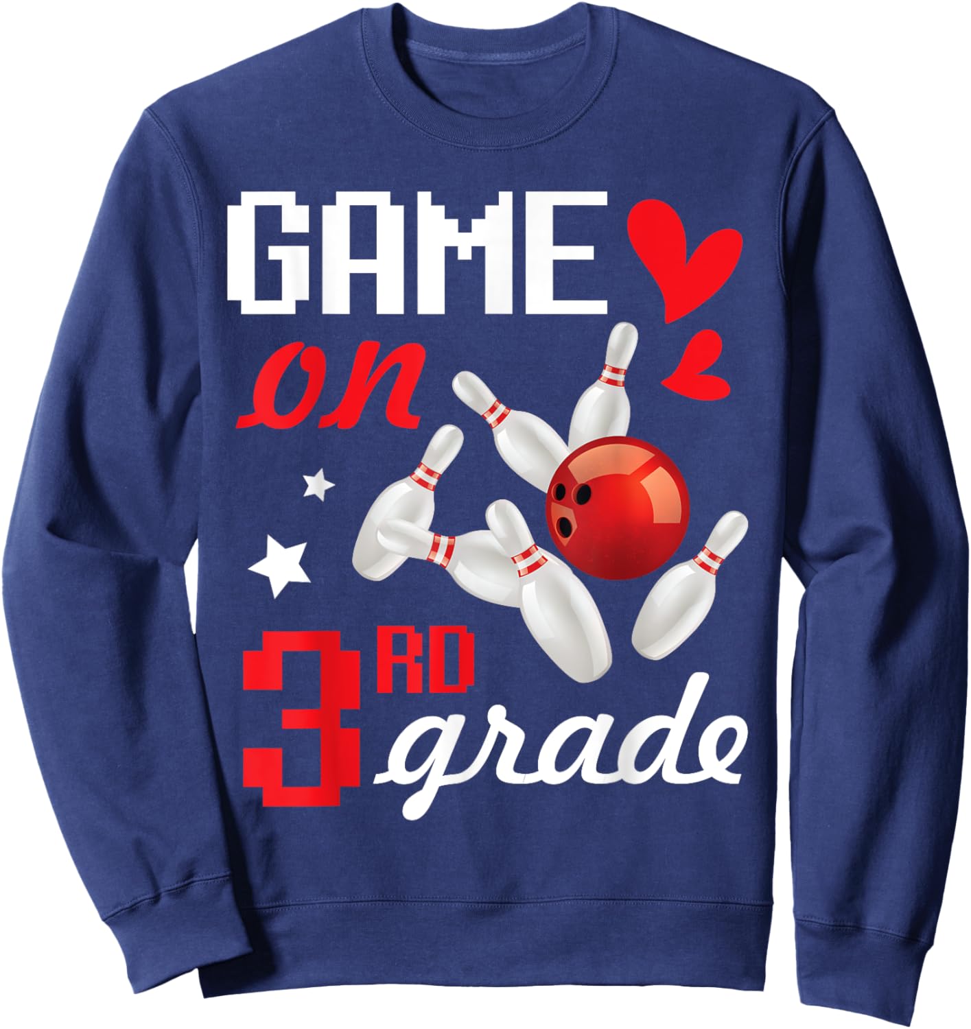 Bowling Bowler Student Back To School Day Game On 3rd Grade Sweatshirt - Sweatshirt | Navy