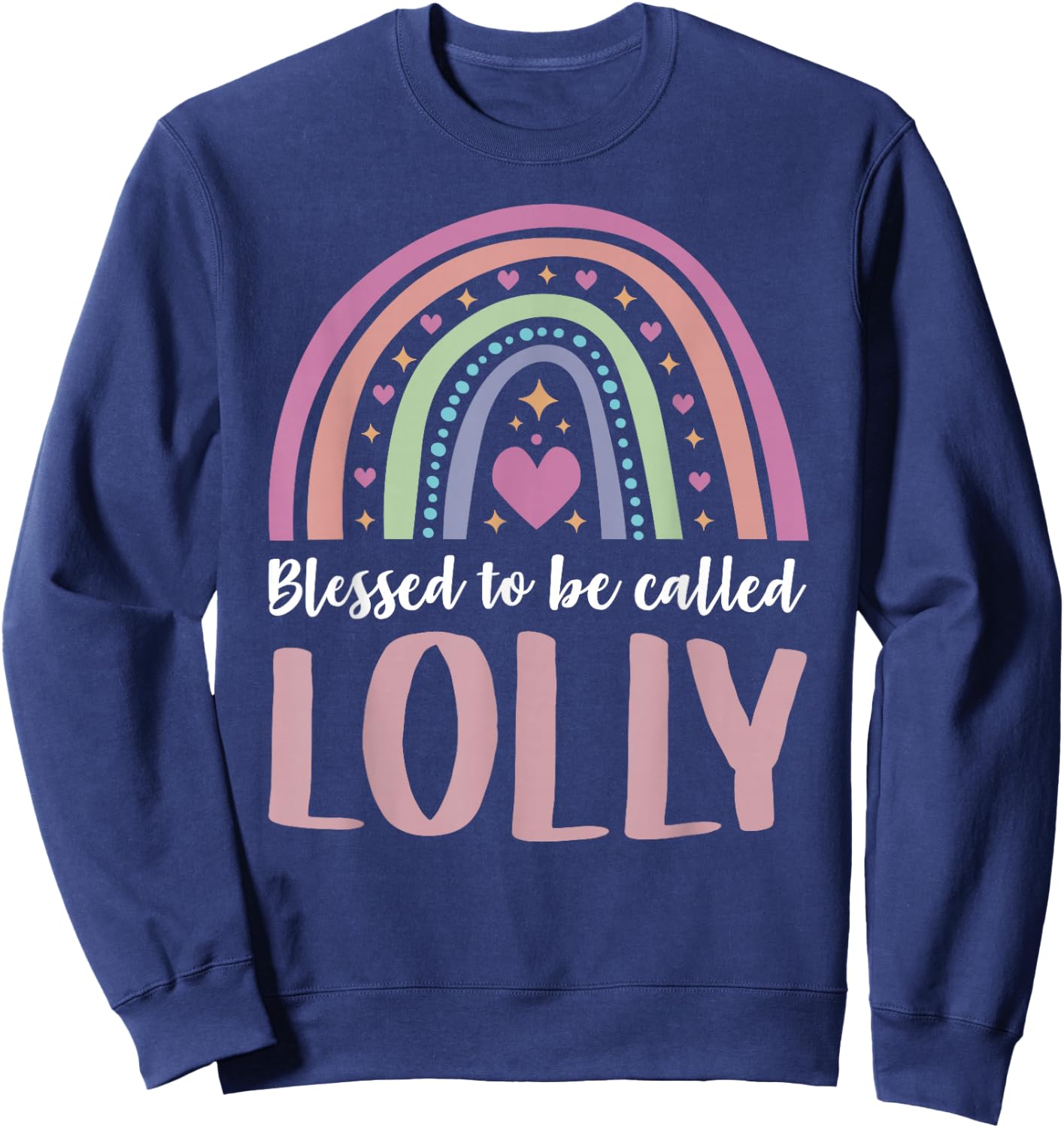 Lolly Shirt for Grandma Women Mothers Day Blessed Lolly Sweatshirt - Sweatshirt | Navy