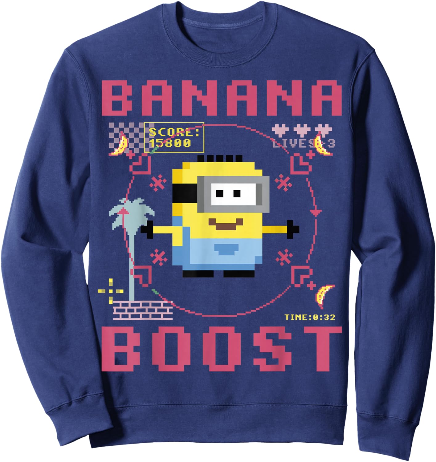 Despicable Me Minions 8-Bit Banana Boost Graphic Sweatshirt - Sweatshirt | Navy