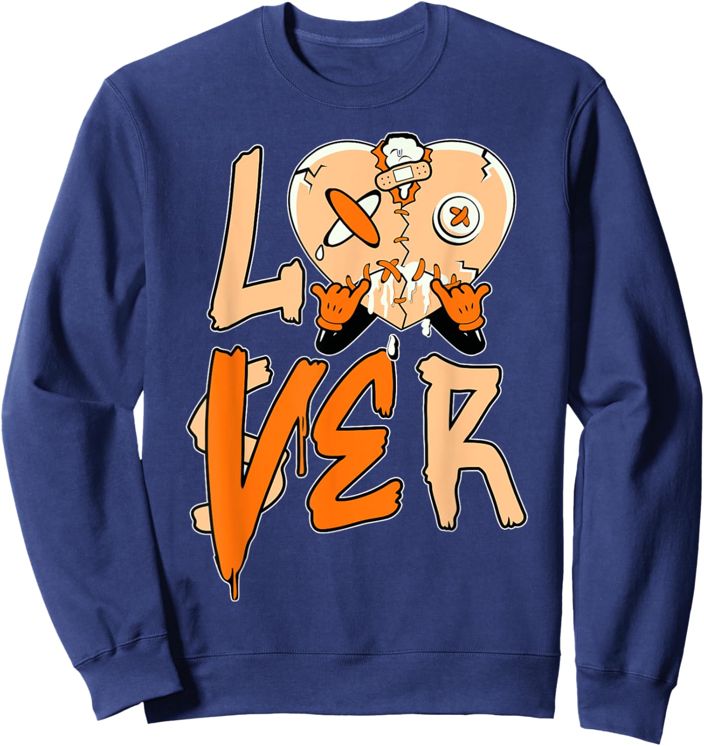 Orange Loser Lover Pink Drip Heart Matching Men Women Sweatshirt - Sweatshirt | Navy
