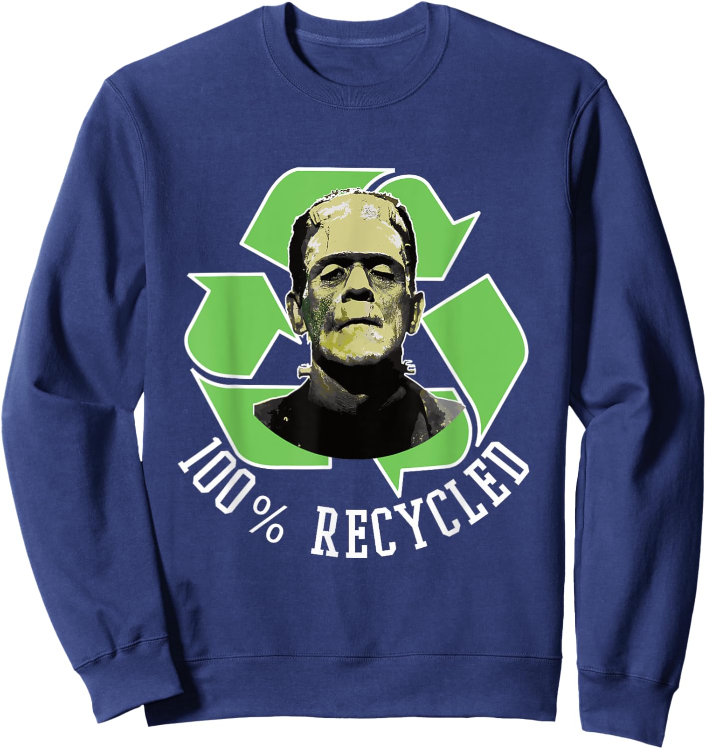 Frankenstein's Monster - 100% Recycled s Funny Halloween Sweatshirt - Sweatshirt | Navy