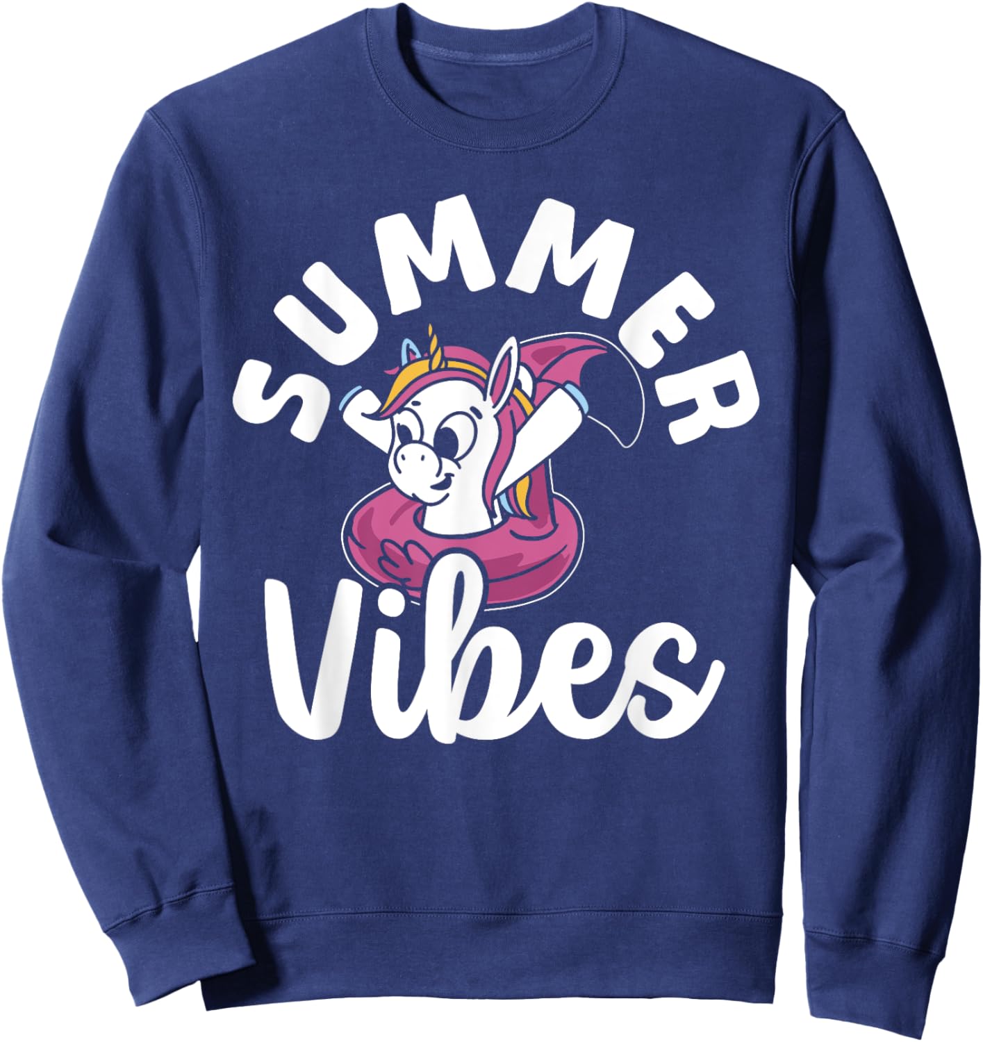 Pool Girl Unicorn Kids Summer Vibes Women Swimming Pool Sweatshirt - Sweatshirt | Navy