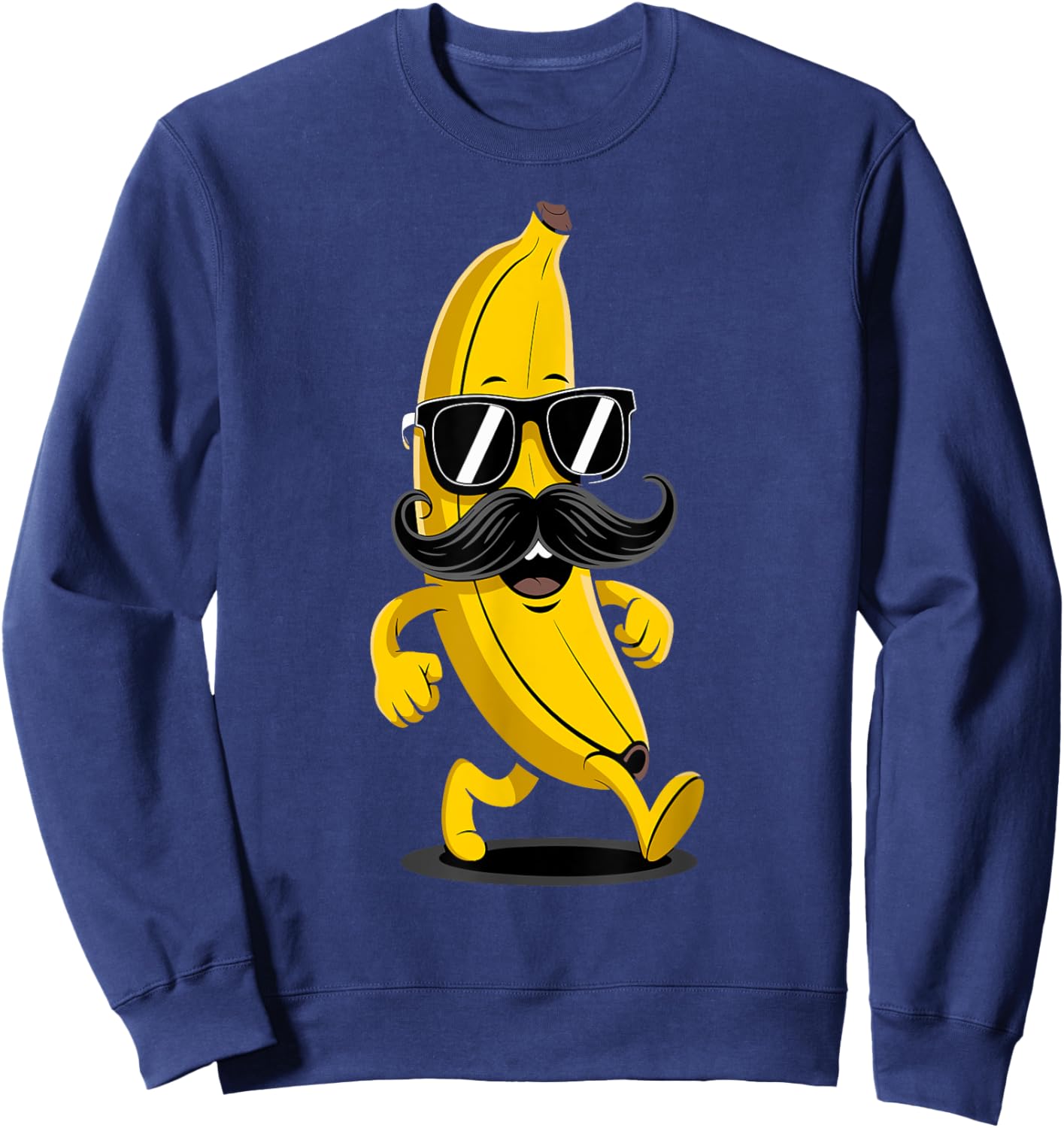 Banana Mustache Sunglasses Face Funny Fruit Cool Banana Sweatshirt - Sweatshirt | Navy