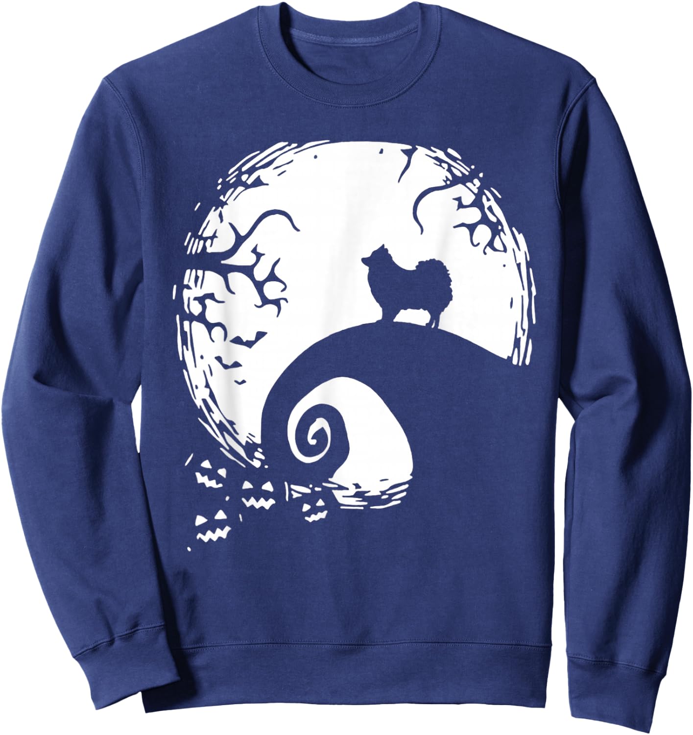 Pomeranian with Moon Halloween Sweatshirt - Sweatshirt | Navy