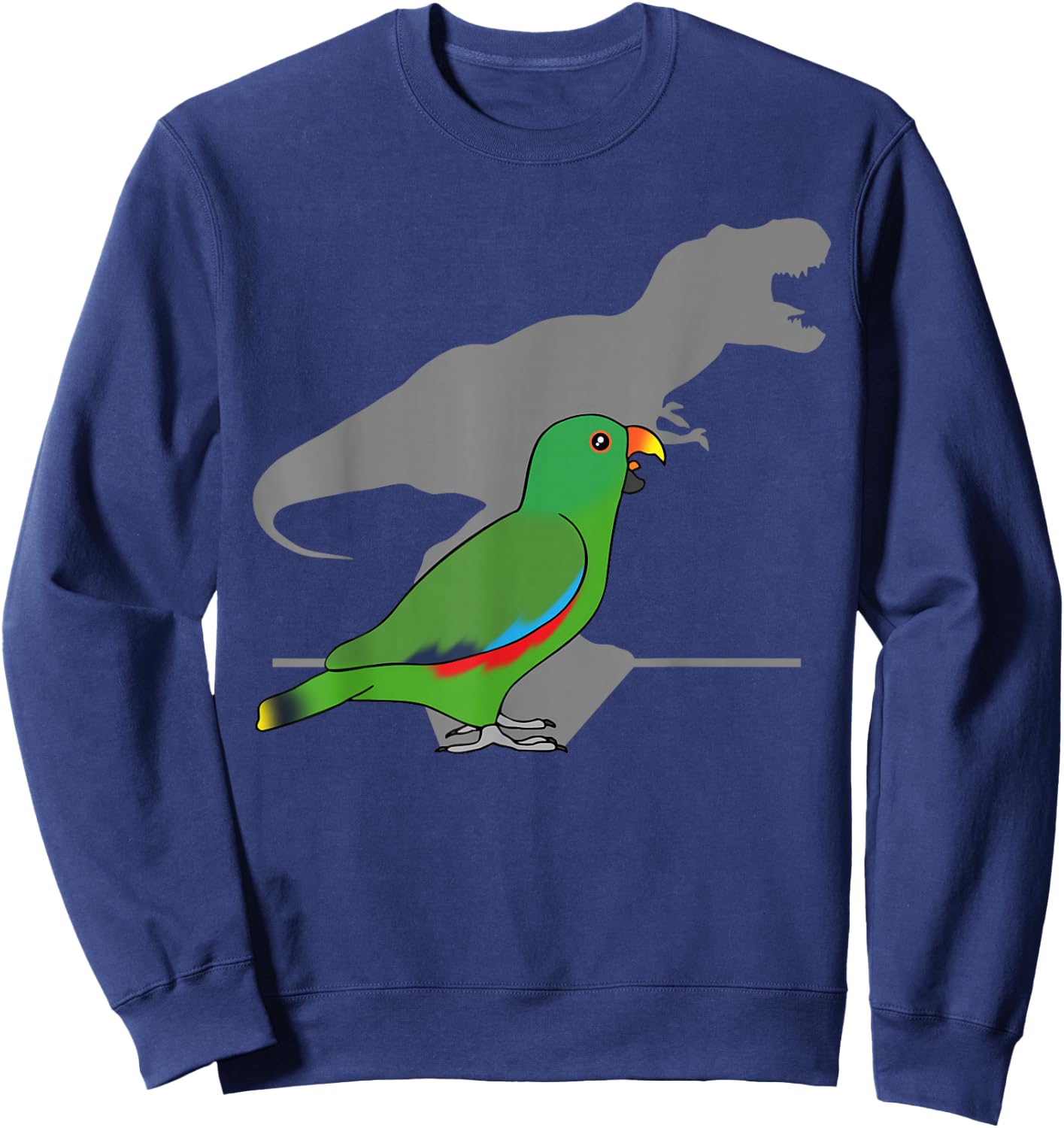 Funny T-rex Male Eclectus, Green dinosaur Parrot, Birb memes Sweatshirt - Sweatshirt | Navy