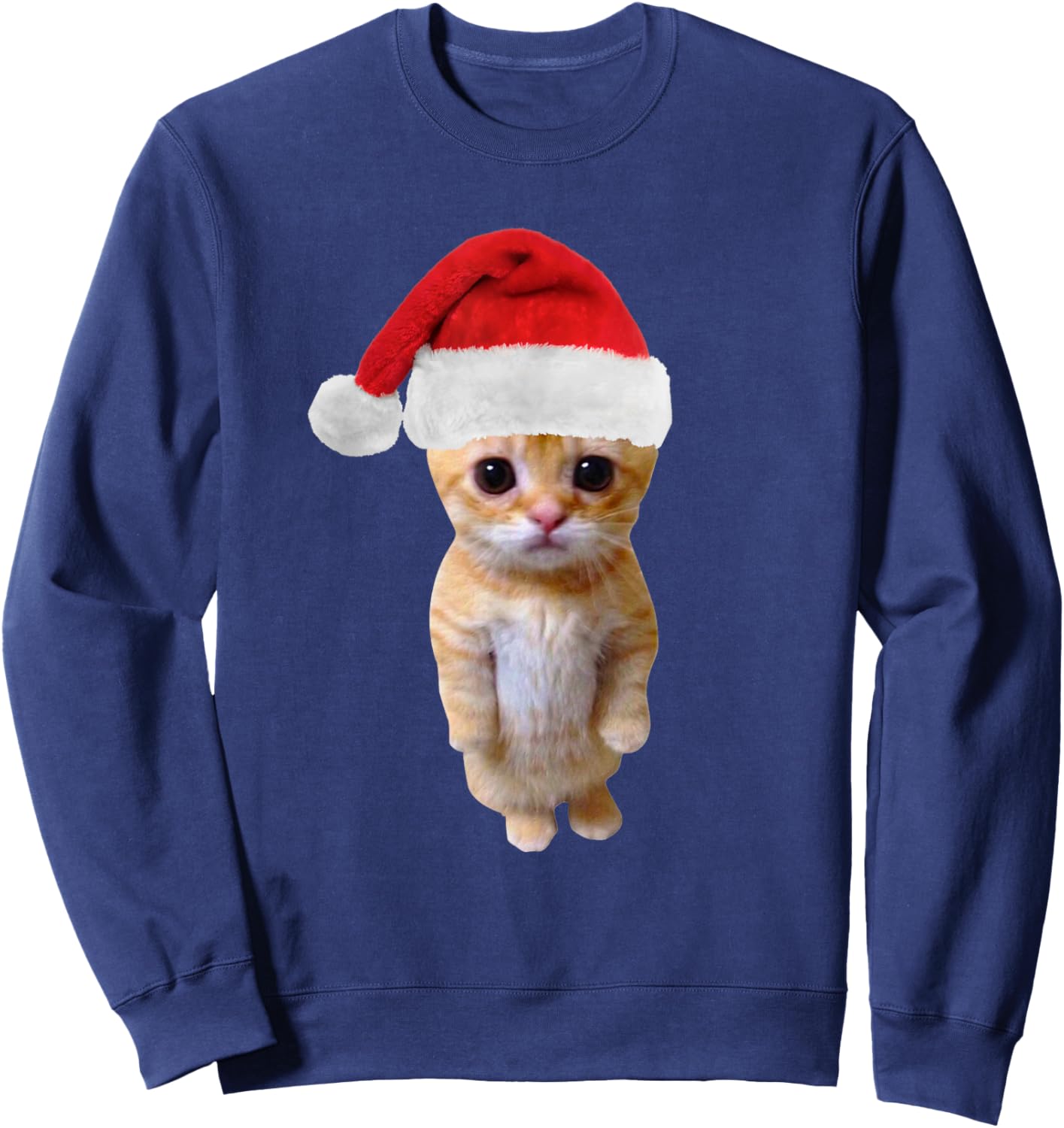 Christmas El Gato Meme Sad Cat Munchkin Kitty Meme Trendy Men Women Kids Sweatshirt - Sweatshirt | Navy