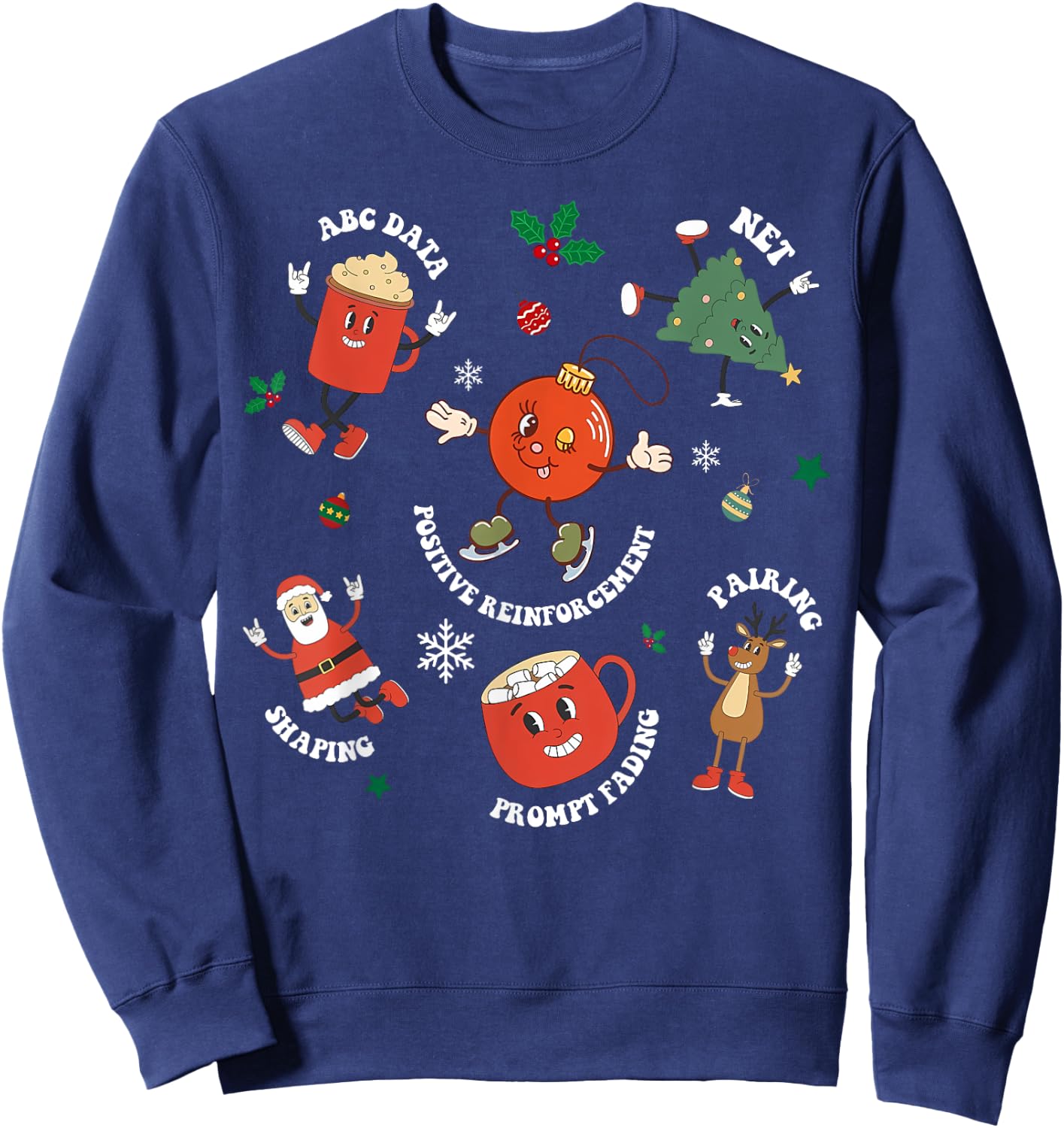 Christmas Behavior Therapist ABA Squad Behavior Analyst Sweatshirt - Sweatshirt | Navy
