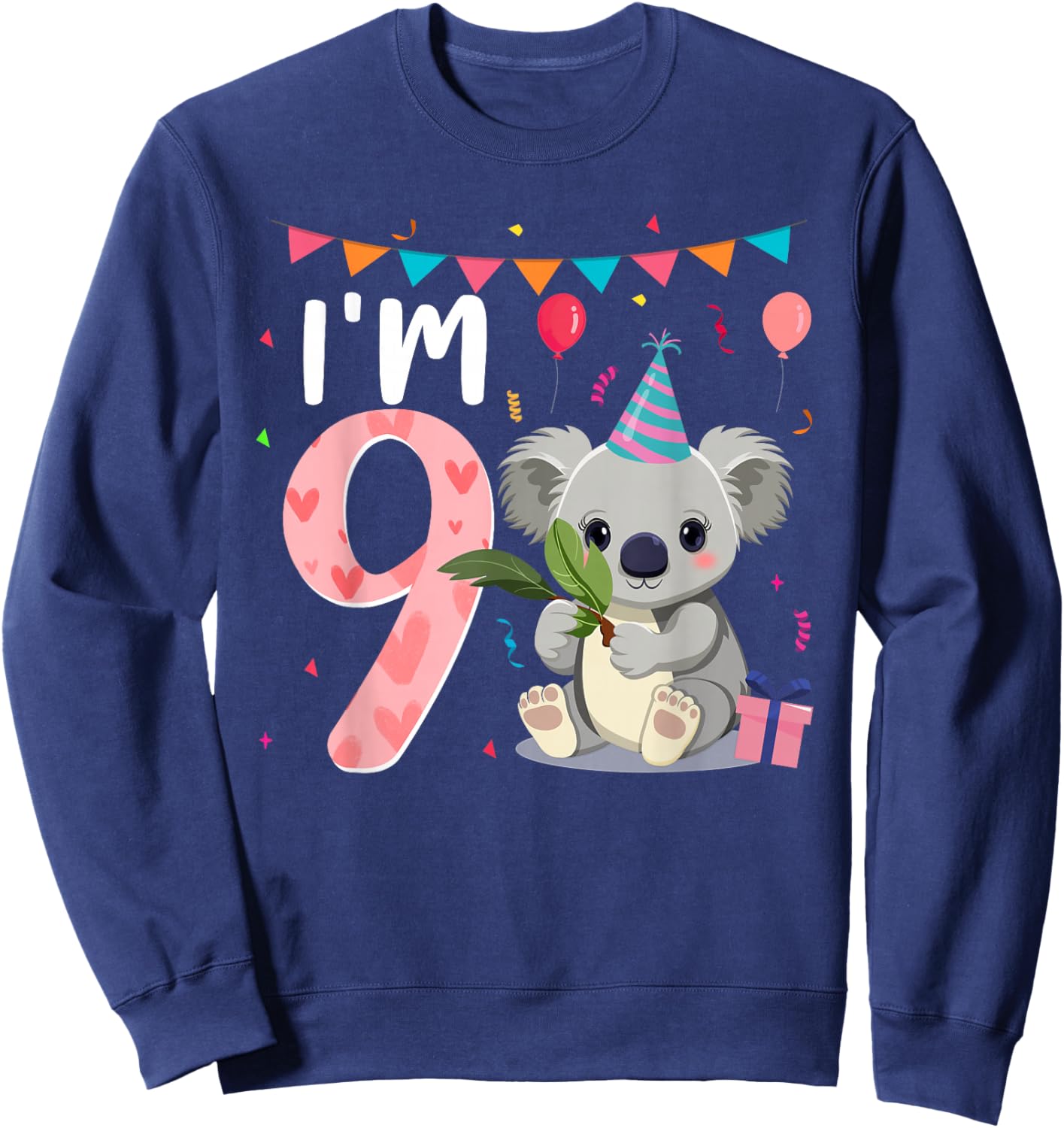 9th Birthday Girl Koala Bear 9 Year Old Sweatshirt - Sweatshirt | Navy