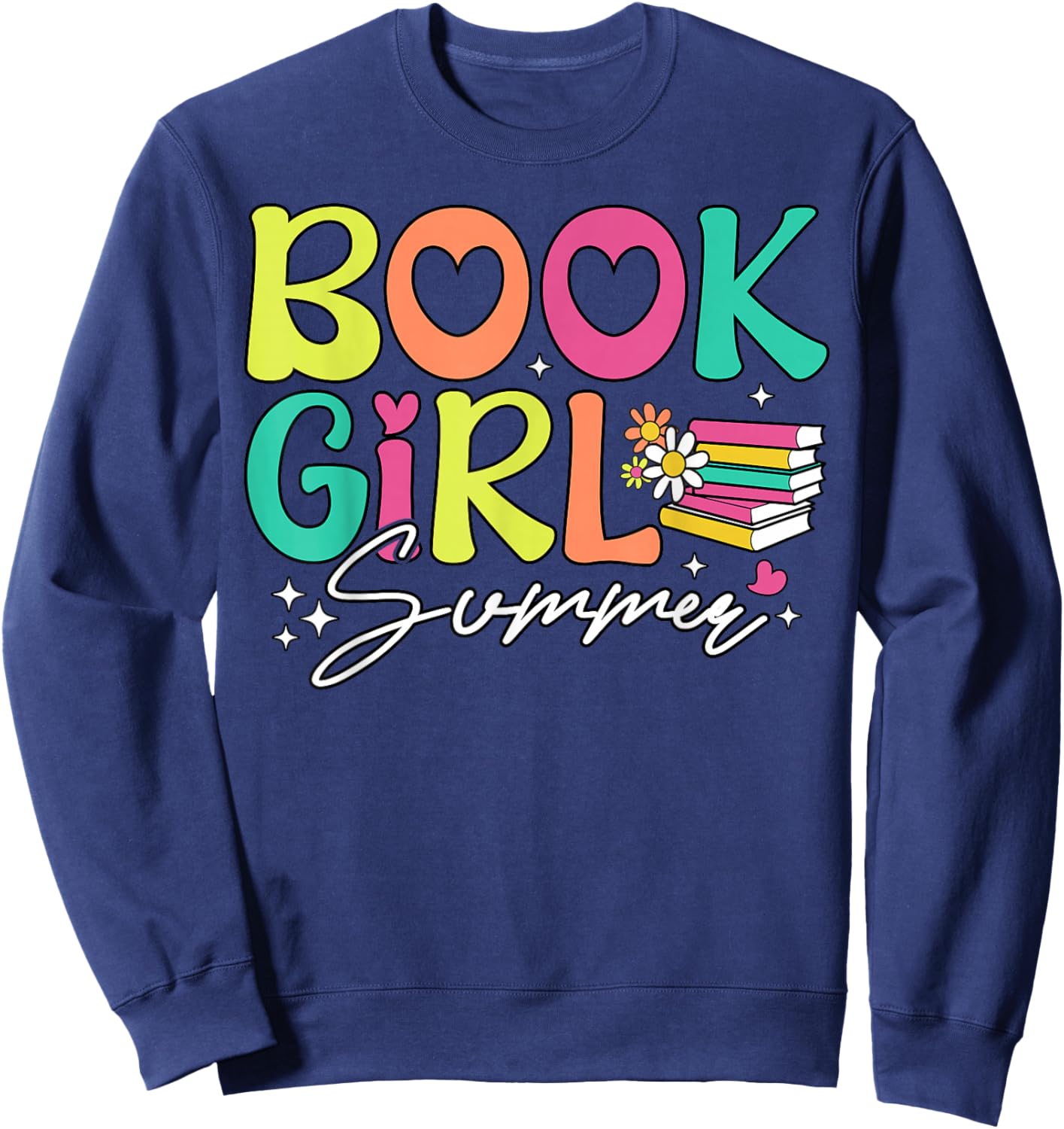 Groovy Book Girl Summer Books Reading Bookish Beach Women Sweatshirt - Sweatshirt | Navy