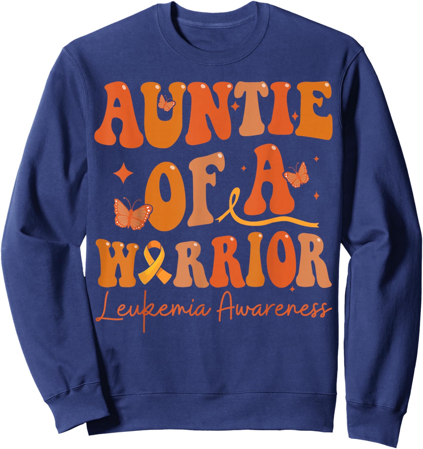 Auntie Of A Warrior Leukemia Awareness Family Matching Sweatshirt - Sweatshirt | Navy