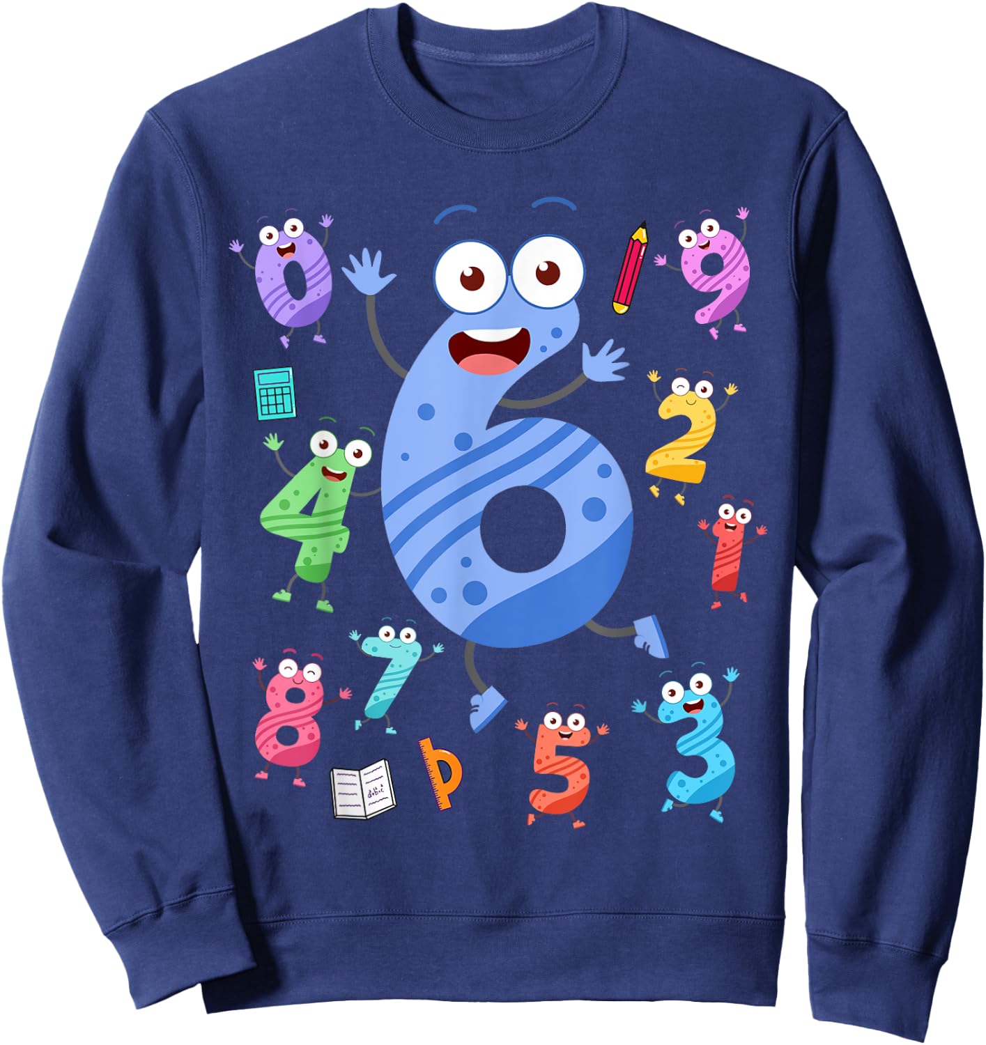 Maths Day Number Costume With Number 6 Idea For Kids Number Sweatshirt - Sweatshirt | Navy