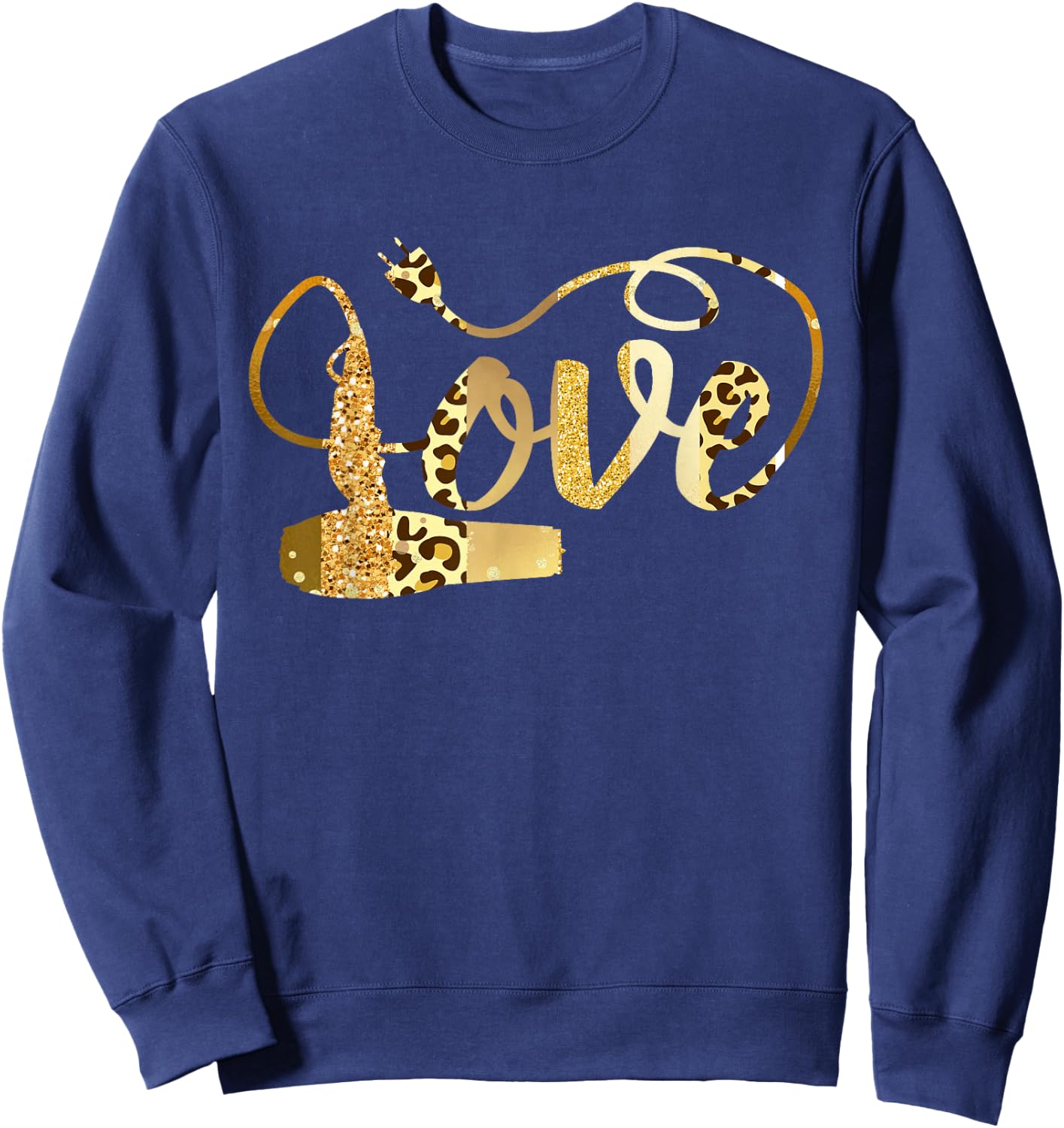 Hair Stylist LOVE Valentine Hairdresser Leopard Animal Print Sweatshirt - Sweatshirt | Navy
