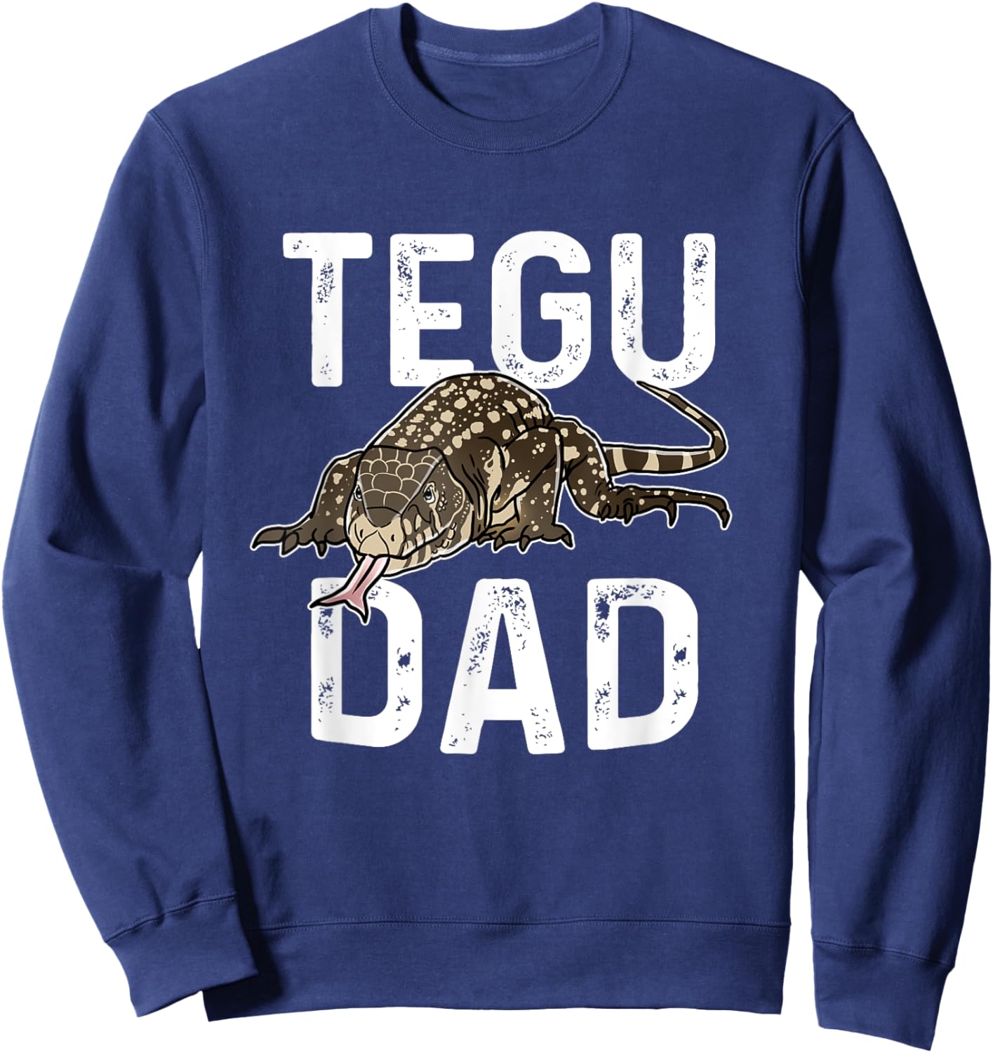 Funny Argentine Black and White Tegu Dad Gift Giant Lizard Sweatshirt - Sweatshirt | Navy