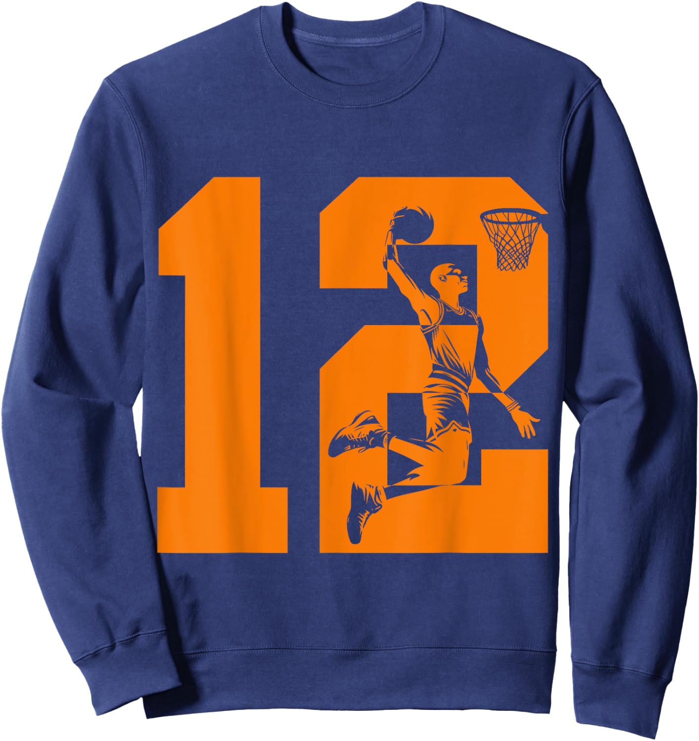 Number 12 Basketball 12th Birthday Sweatshirt - Sweatshirt | Navy