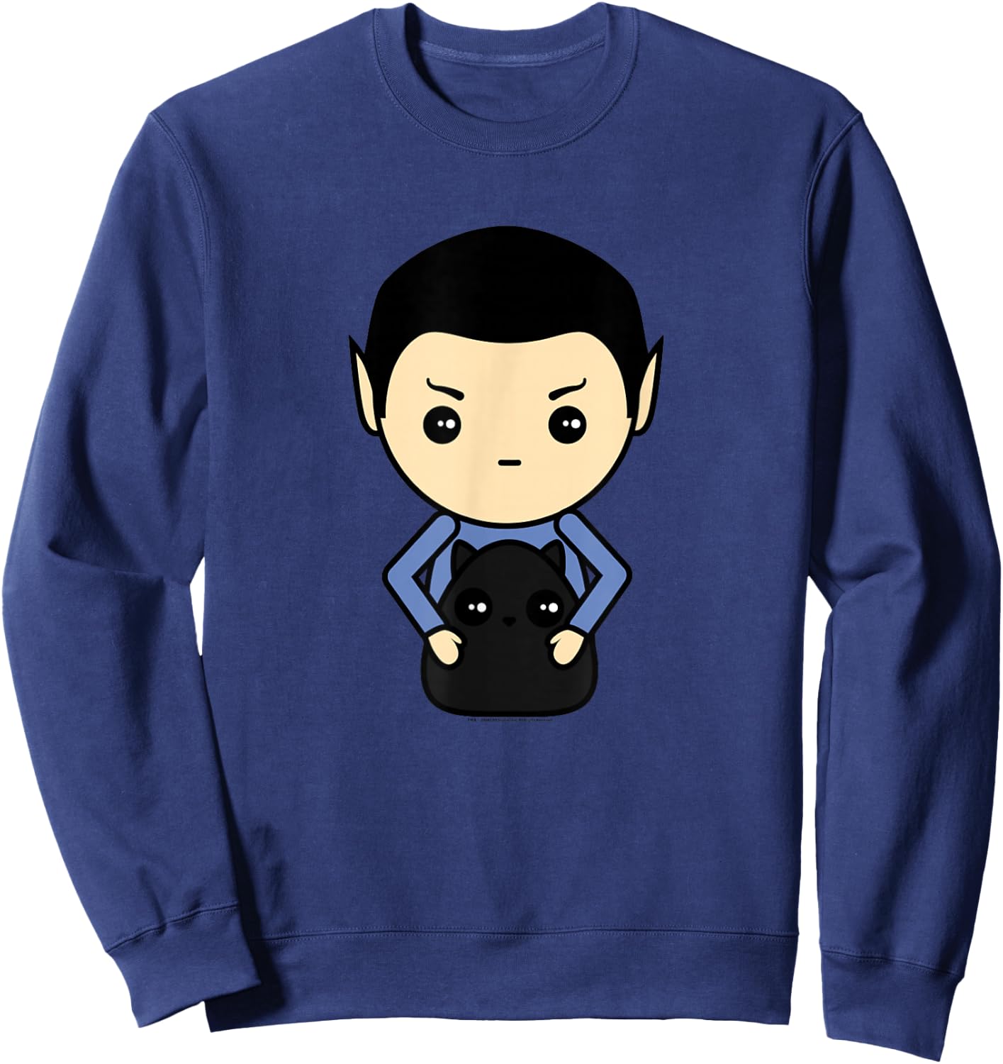 Star Trek: The Original Series Spock With Cat Kawaii Sweatshirt - Sweatshirt | Navy