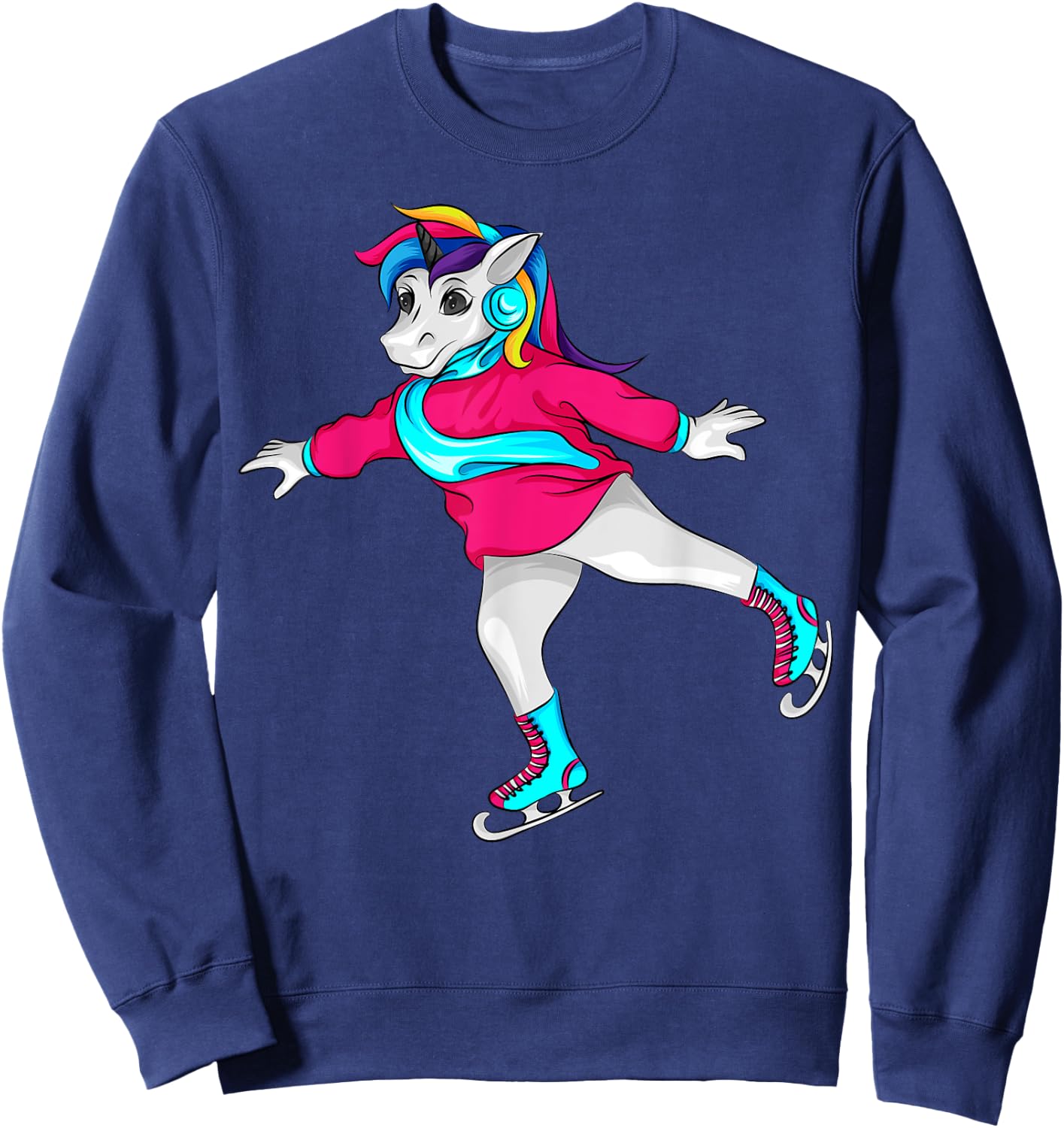 Figure Skating Unicorn Cool Pair Ice Skater Girl Funny Gift Sweatshirt - Sweatshirt | Navy