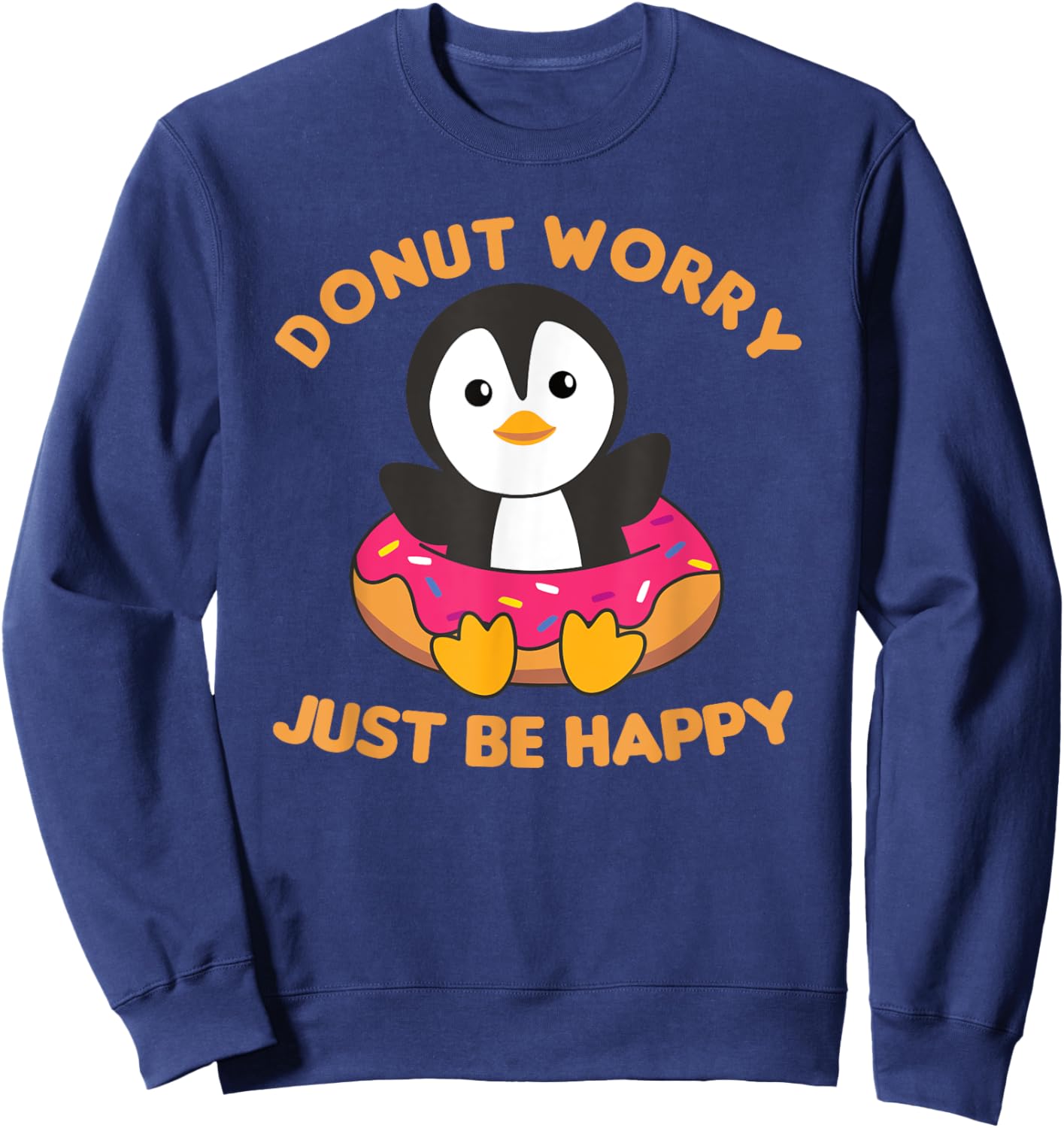 Cute Penguin Funny Animals In Donut Sweet Pastry Penguins Sweatshirt - Sweatshirt | Navy