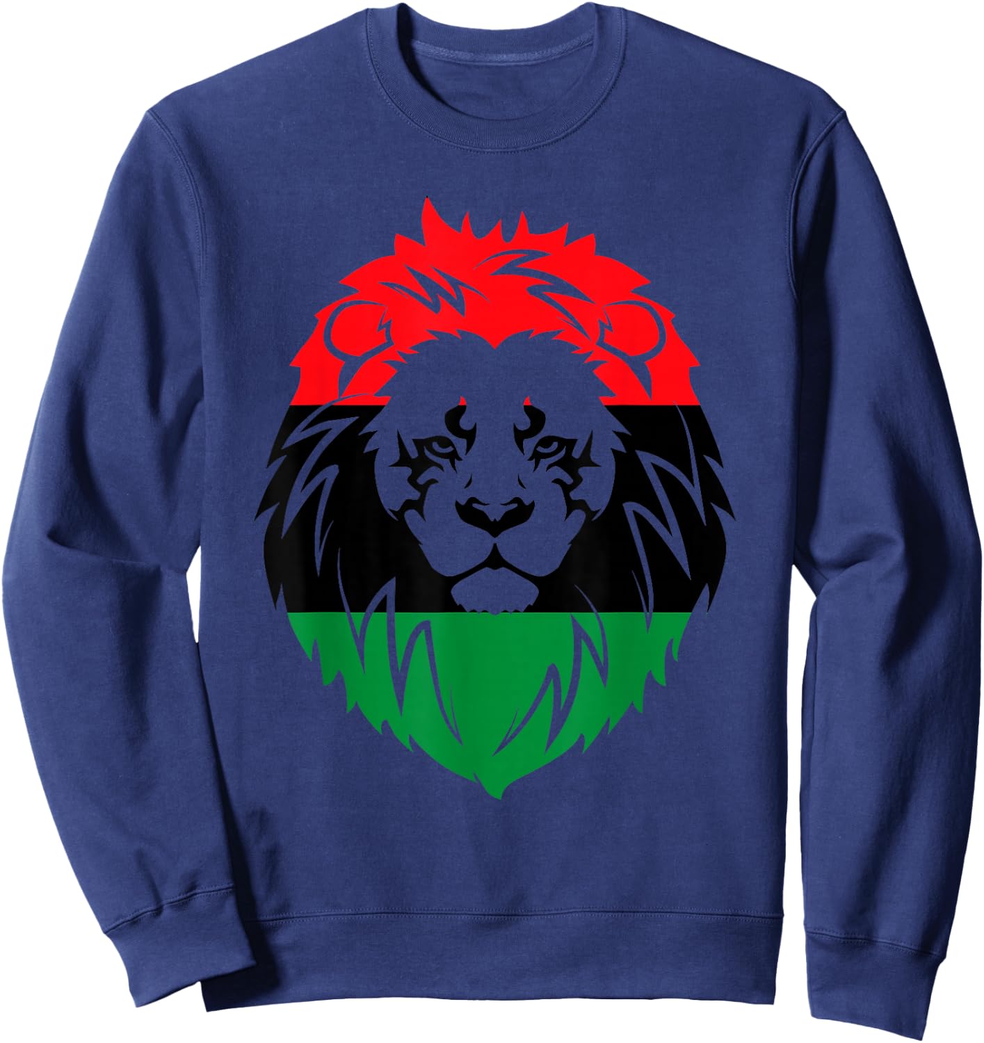 Pan African Flag - Lion Face Africa Unia Flag Sweatshirt - Sweatshirt | Navy
