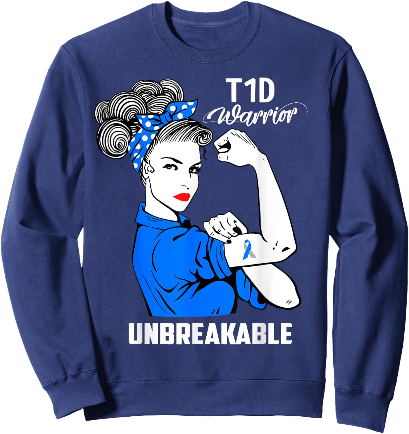 T1D Type 1 diabetes Awareness Type 1 Diabetes Gift Sweatshirt - Sweatshirt | Navy