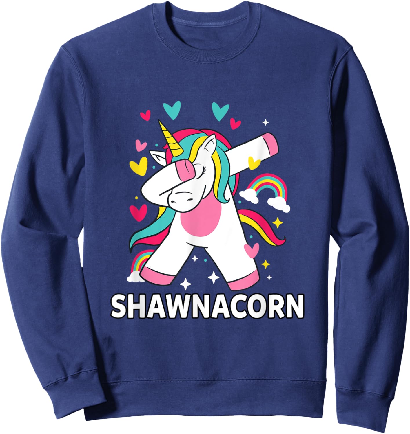 Shawnacorn Personalized Name Dabbing Unicorn Shawna Sweatshirt - Sweatshirt | Navy