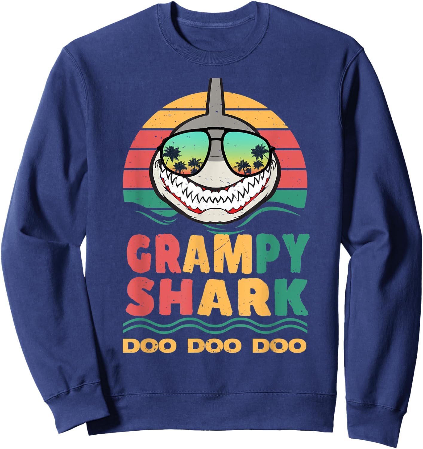 Grampy Shark Father's Day Papa Dad Grandpa Men Gift Sweatshirt - Sweatshirt | Navy