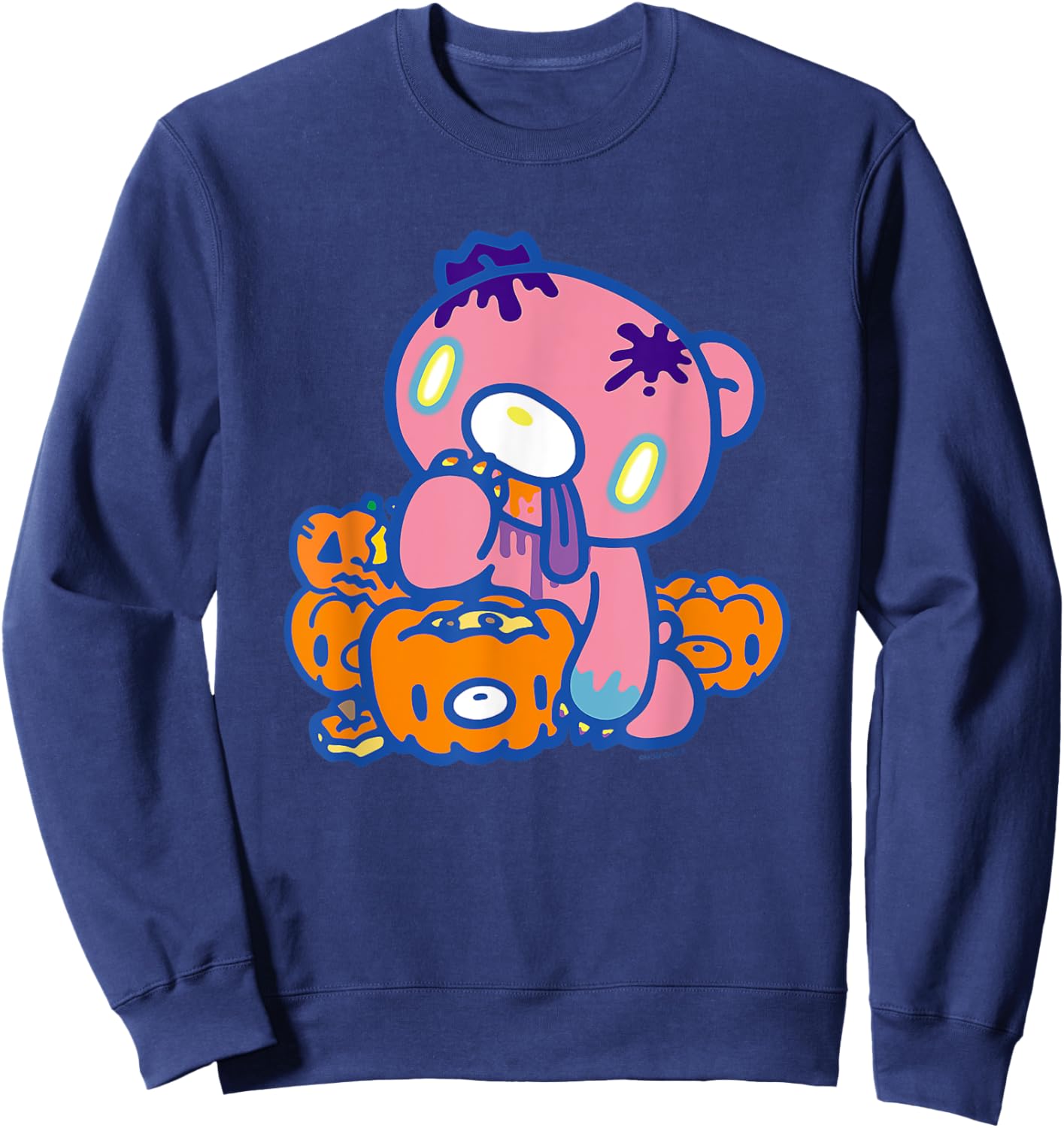 Gloomy Bear The Naughty Grizzly Halloween Eating Pumpkins Sweatshirt - Sweatshirt | Navy