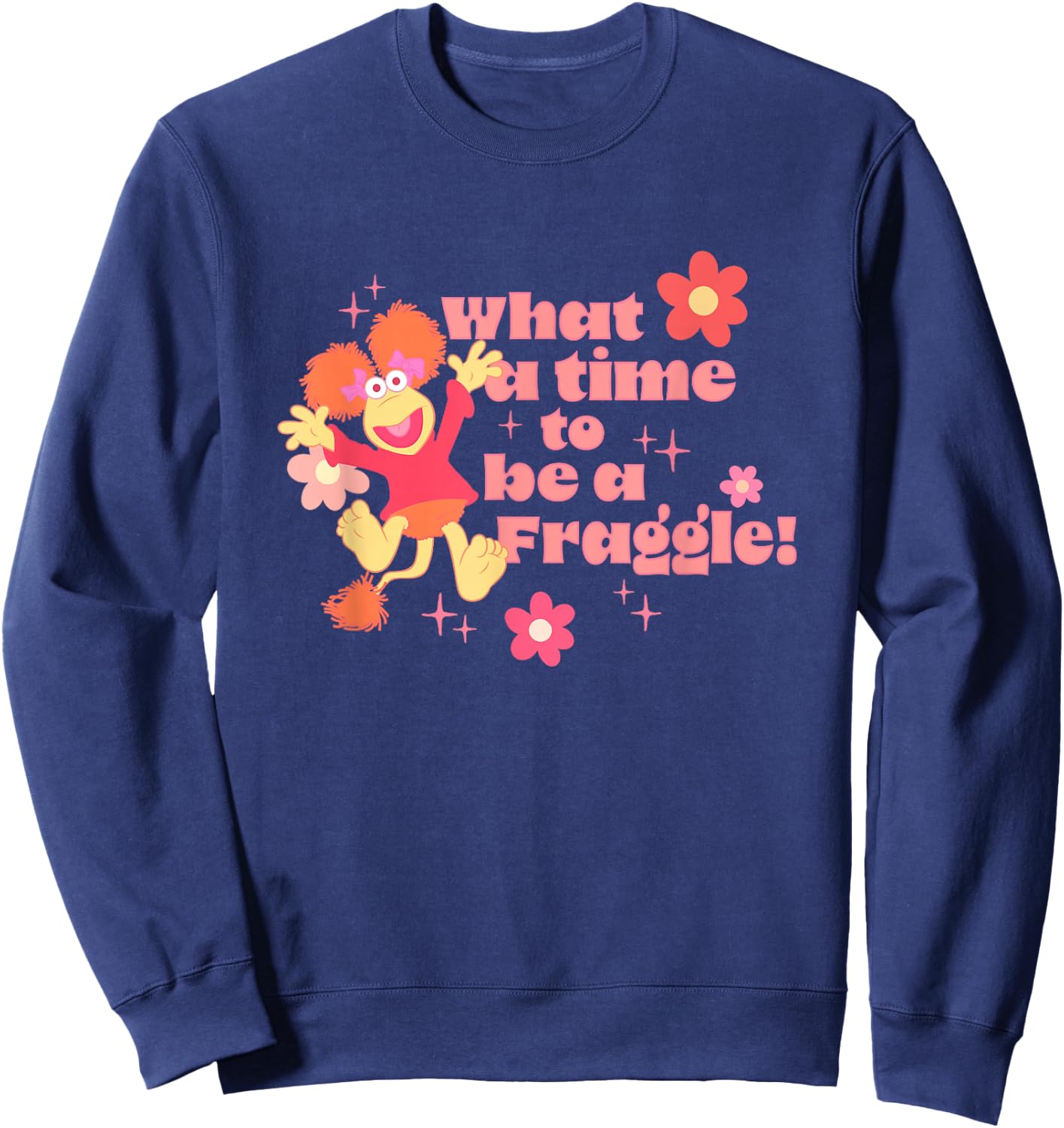 Fraggle Rock What A Time to Be A Fraggle! Cute Red Big Logo Sweatshirt - Sweatshirt | Navy
