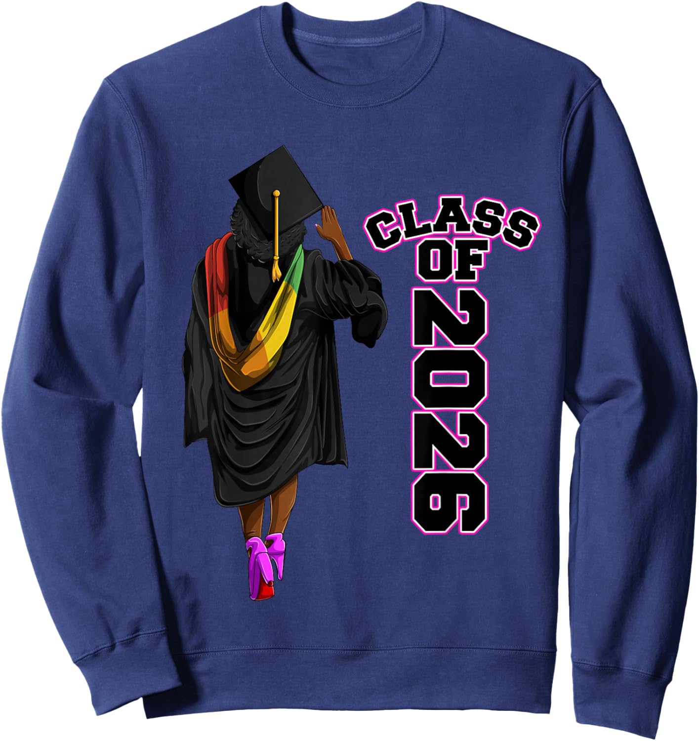 Cool Class Of 2026, African American Graduate Girls & Women Sweatshirt - Sweatshirt | Navy