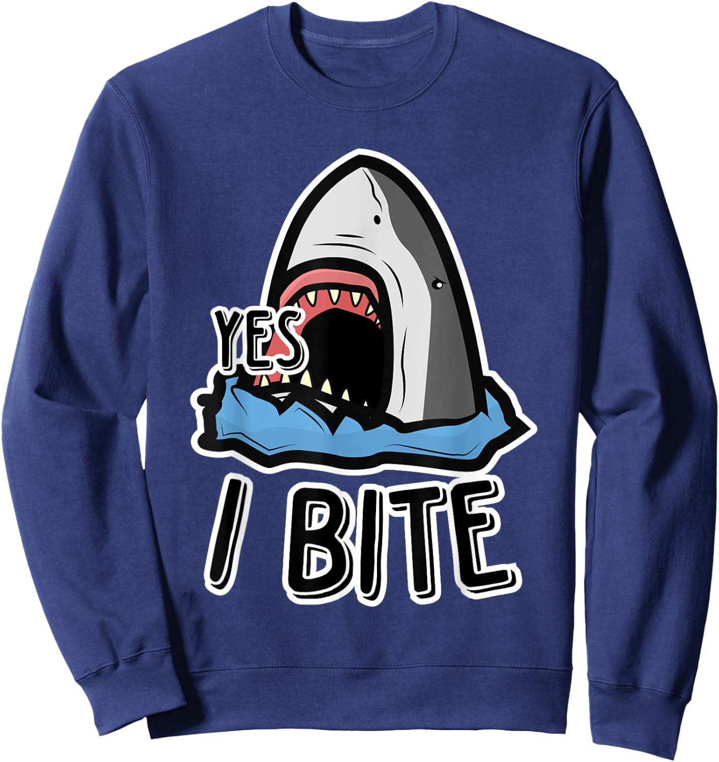 Kids Funny Week Of The Shark Yes, I Bite Shark Kids Sweatshirt - Sweatshirt | Navy