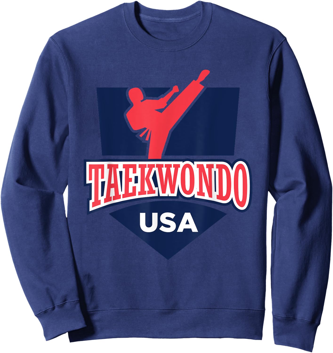 Taekwondo USA Support the Team Shirt USA Flag Fighting Women Kids Men Sweatshirt - Sweatshirt | Navy