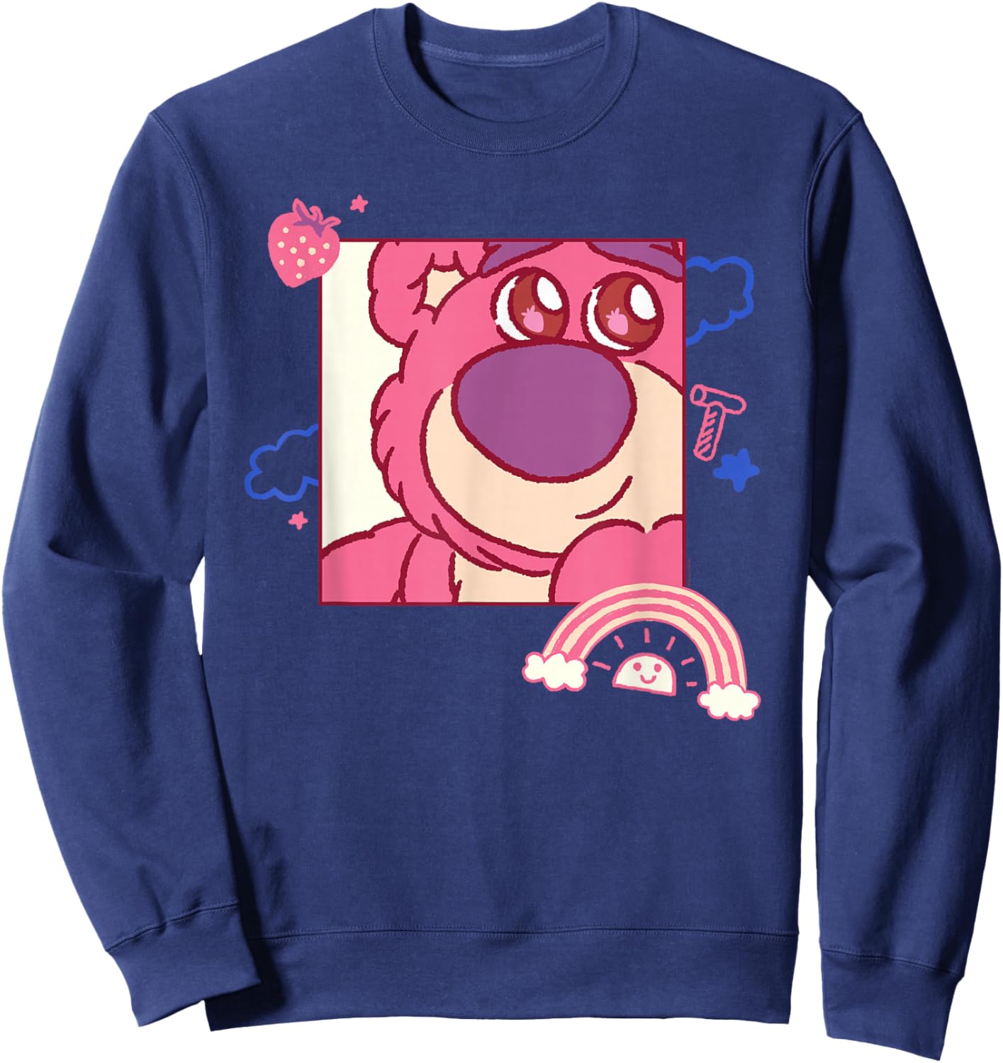 Disney and Pixar's Toy Story Lotso Bear Fluffy Rainbows Cute Sweatshirt - Sweatshirt | Navy
